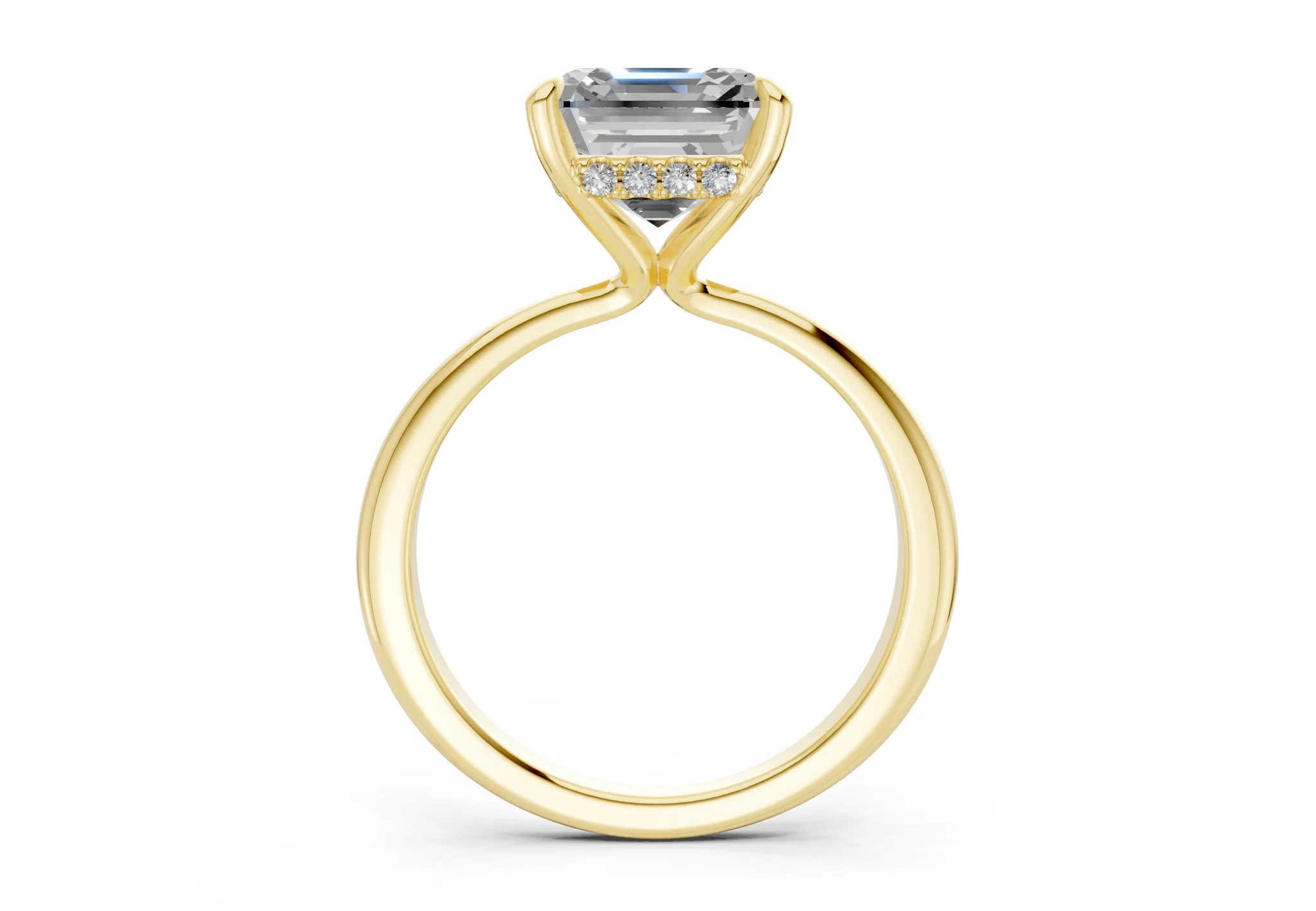 Marlowe Diamond Solitaire Asscher Cut 1.6mm Engagement Ring - Image 2