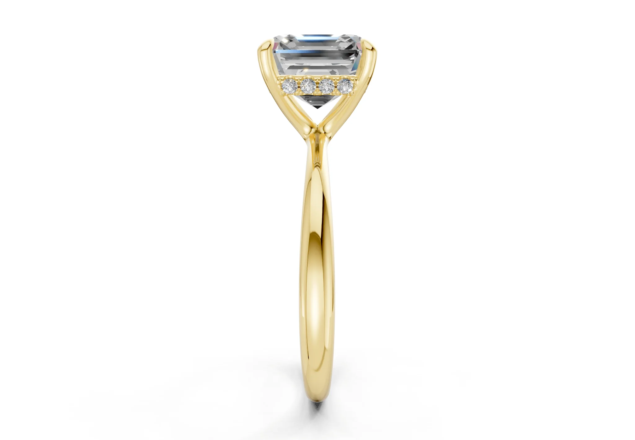 Marlowe Diamond Solitaire Asscher Cut 1.6mm Engagement Ring - Image 3