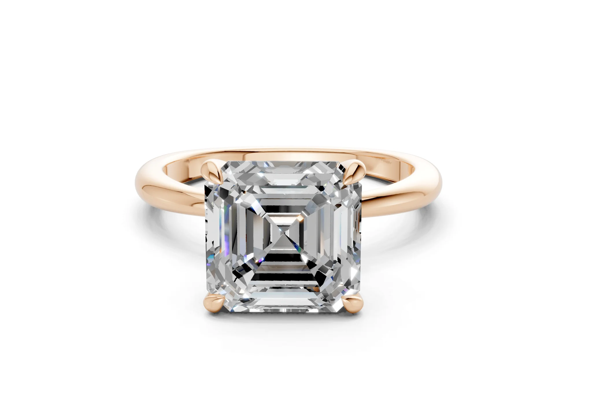 Marlowe Diamond Solitaire Asscher Cut 1.6mm Engagement Ring - Image 4