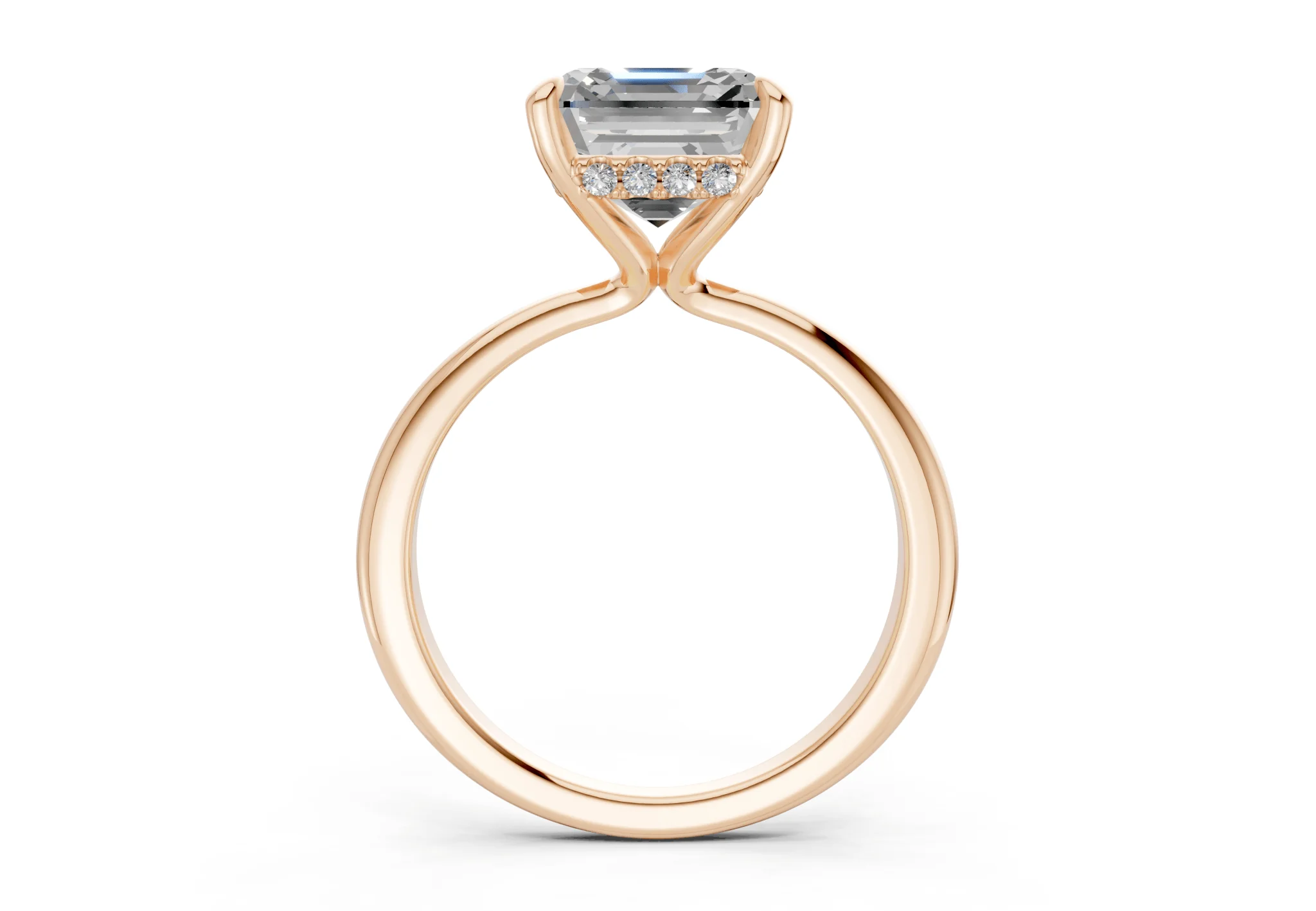 Marlowe Diamond Solitaire Asscher Cut 1.6mm Engagement Ring - Image 5