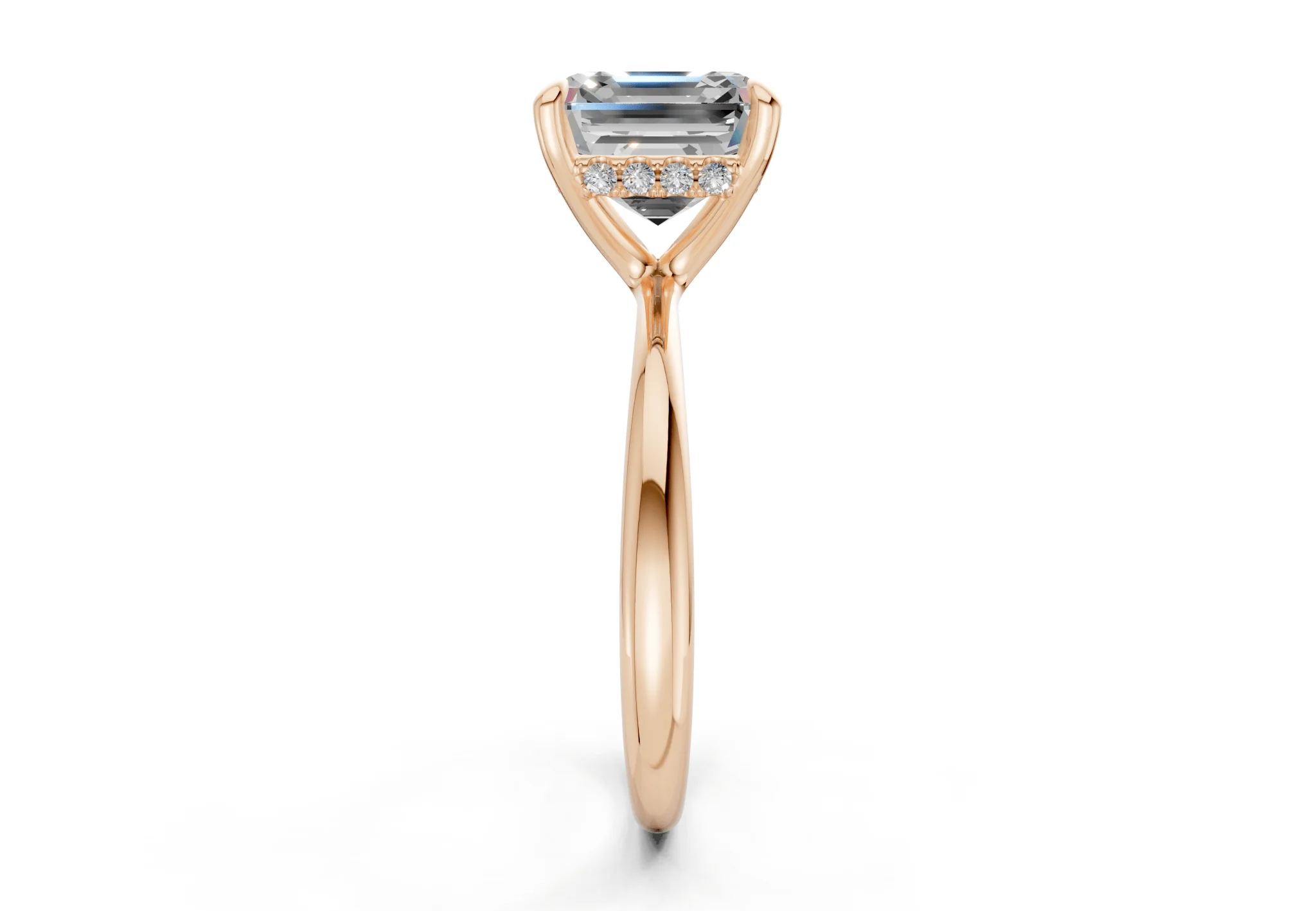 Marlowe Diamond Solitaire Asscher Cut 1.6mm Engagement Ring - Image 6