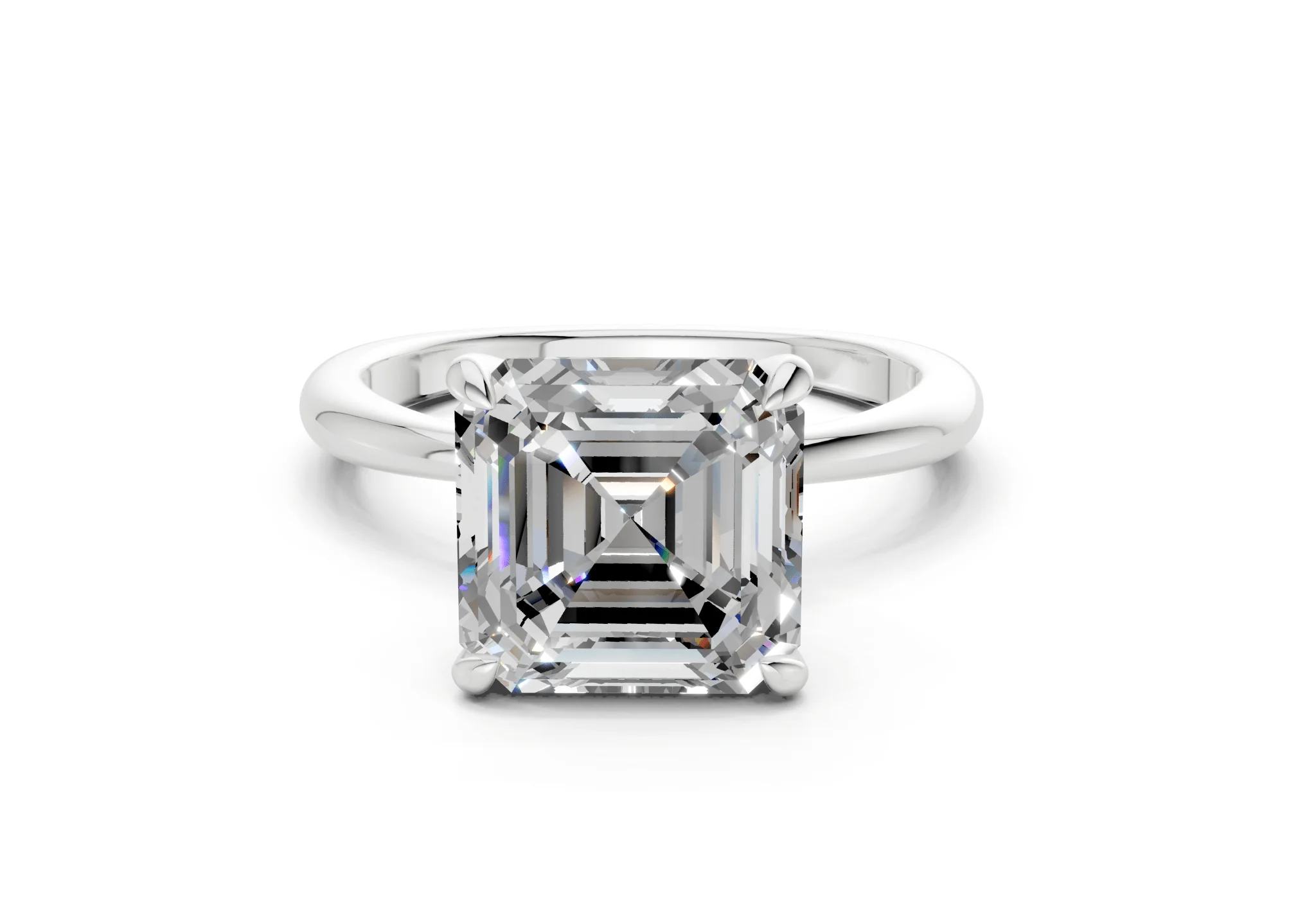 Marlowe Diamond Solitaire Asscher Cut 1.6mm Engagement Ring - Image 7