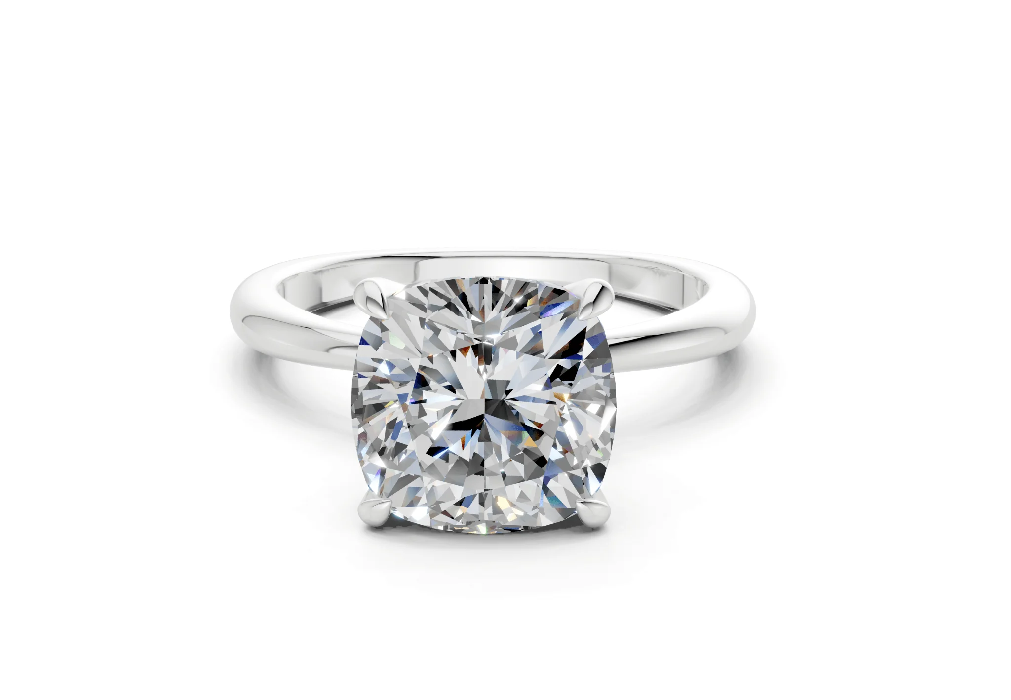 Marlowe Diamond Solitaire Cushion Squareuare Cut 1.6mm Engagement Ring - Image 7