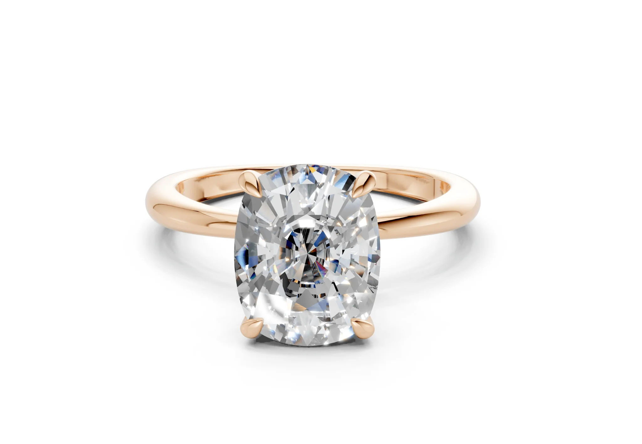 Marlowe Diamond Solitaire Elongated Cushion Cut 1.6mm Engagement Ring - Image 4