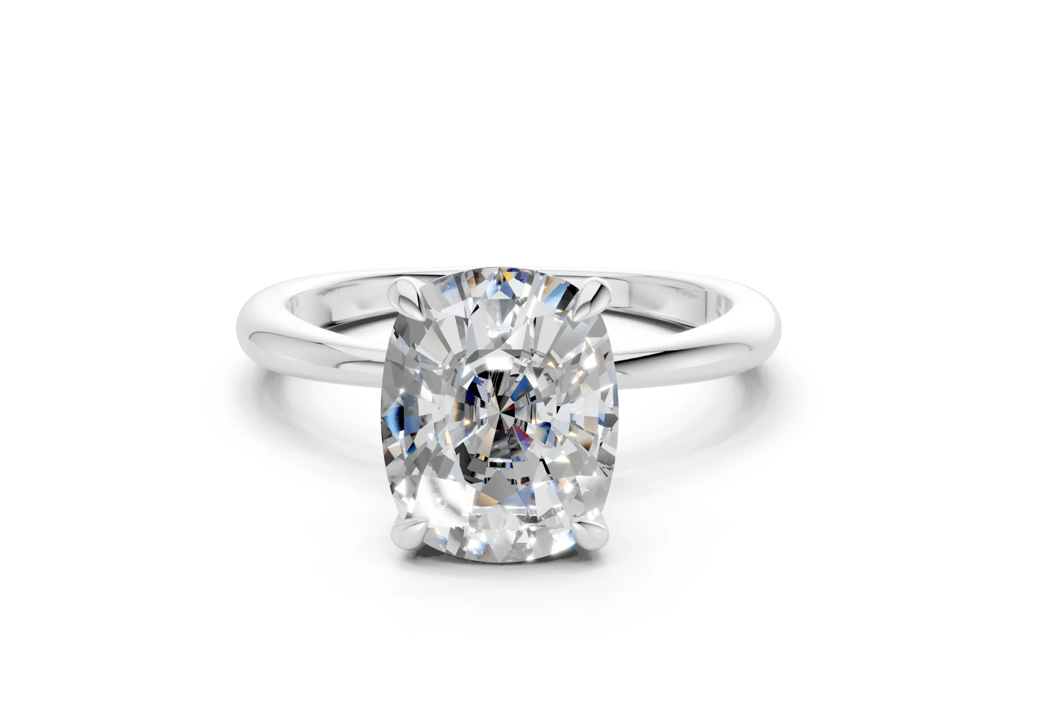 Marlowe Diamond Solitaire Elongated Cushion Cut 1.6mm Engagement Ring - Image 7