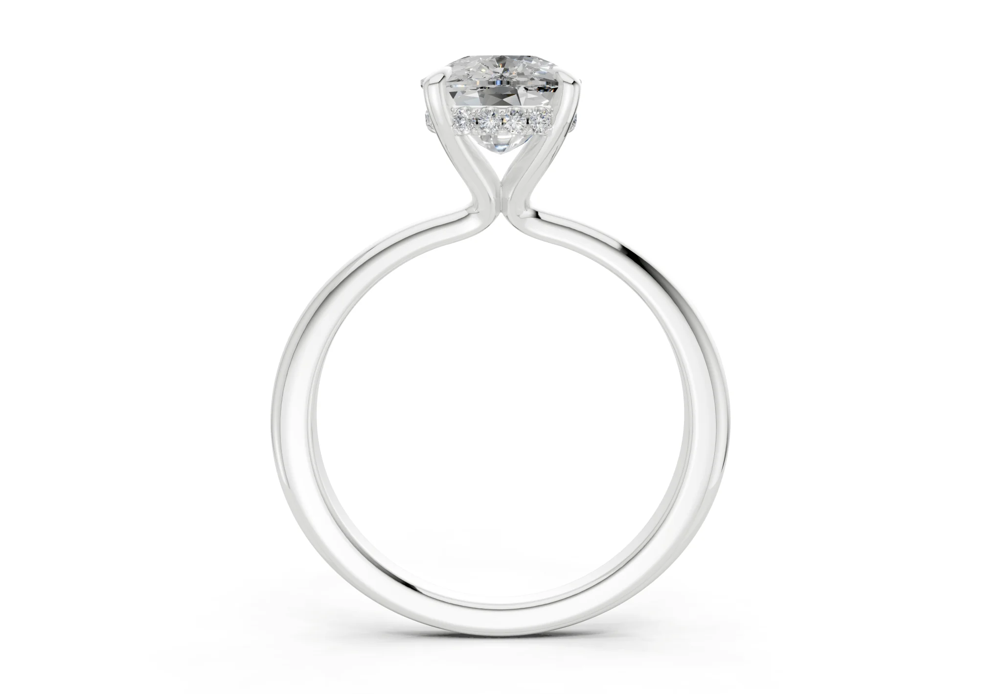 Marlowe Diamond Solitaire Elongated Cushion Cut 1.6mm Engagement Ring - Image 8
