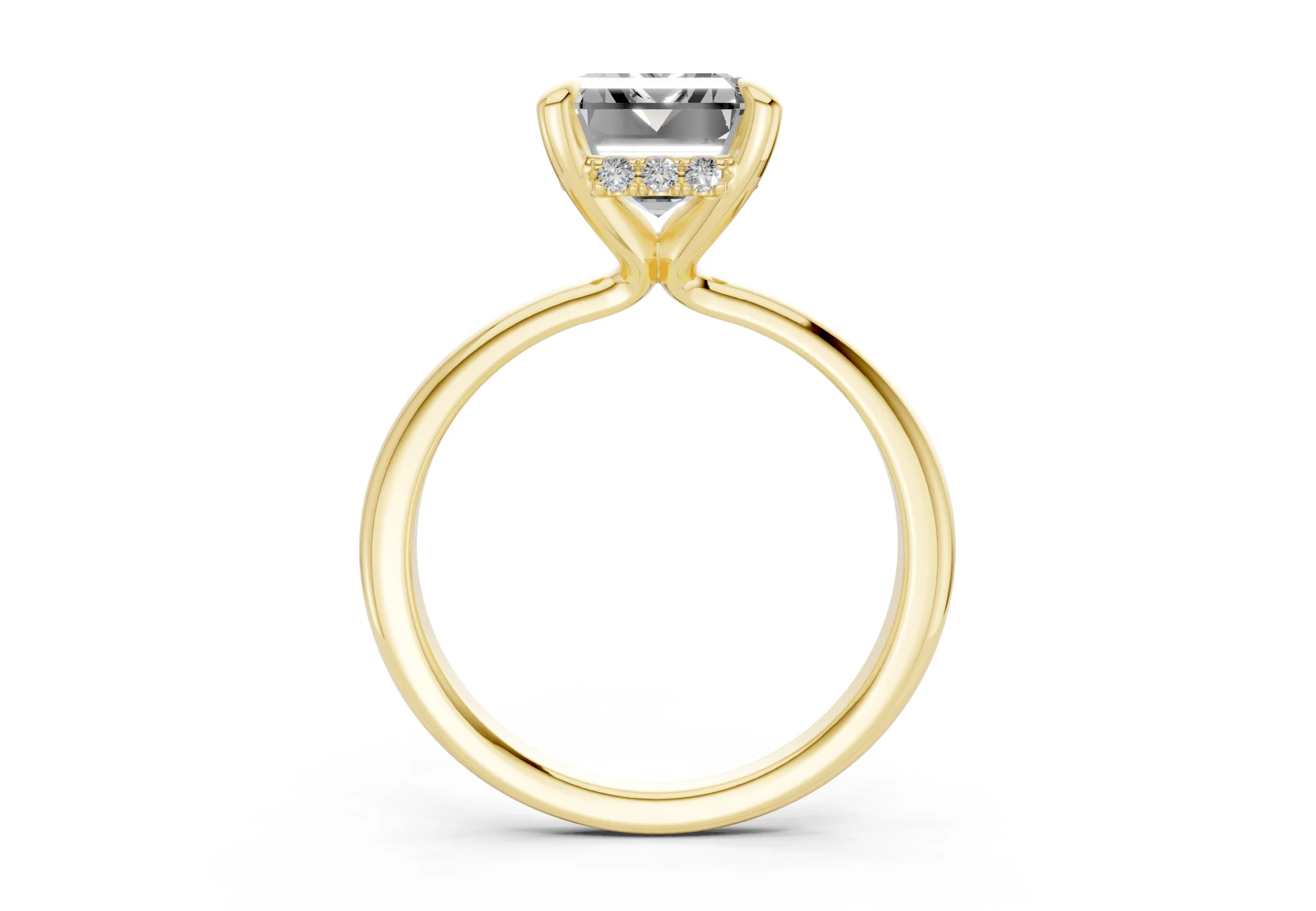Marlowe Diamond Solitaire Emerald Cut 1.6mm Engagement Ring - Image 2