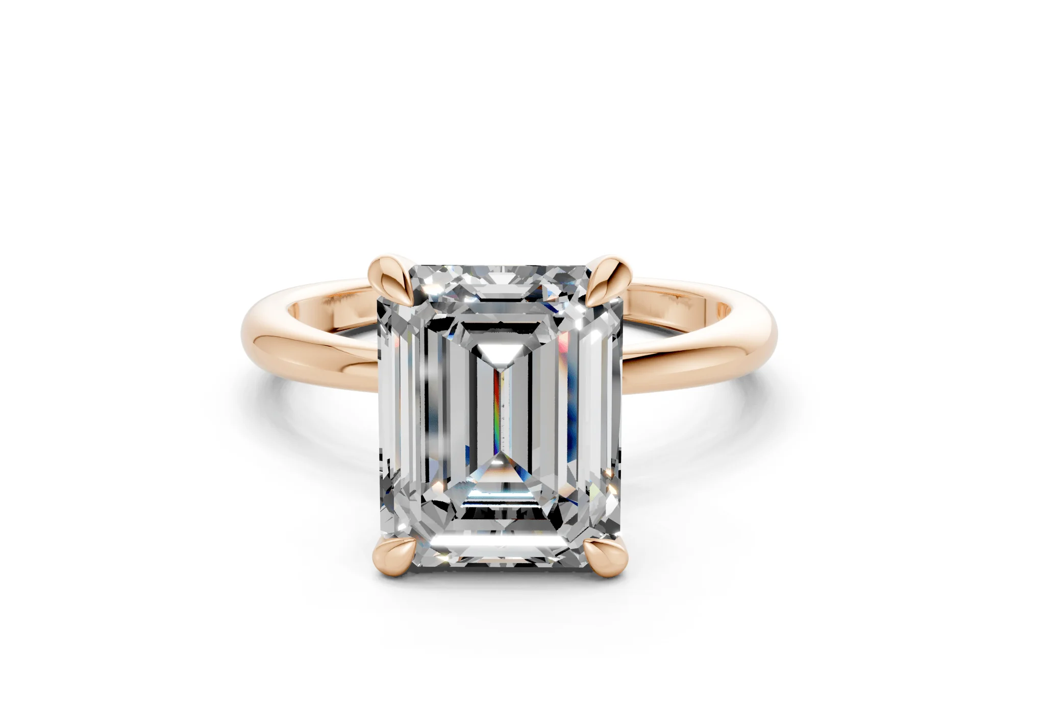 Marlowe Diamond Solitaire Emerald Cut 1.6mm Engagement Ring - Image 4