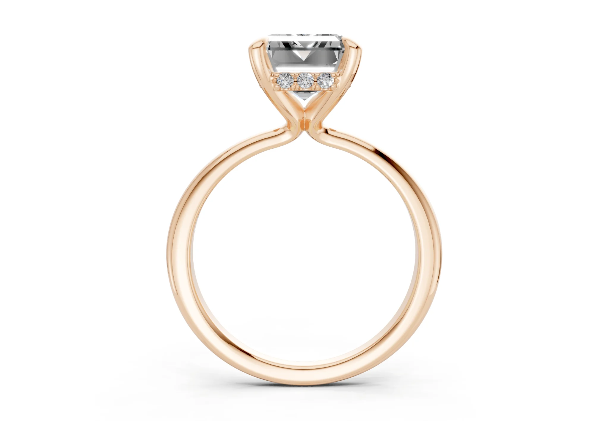 Marlowe Diamond Solitaire Emerald Cut 1.6mm Engagement Ring - Image 5