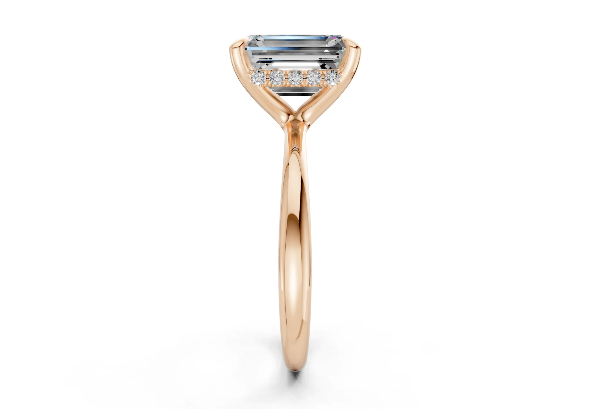 Marlowe Diamond Solitaire Emerald Cut 1.6mm Engagement Ring - Image 6