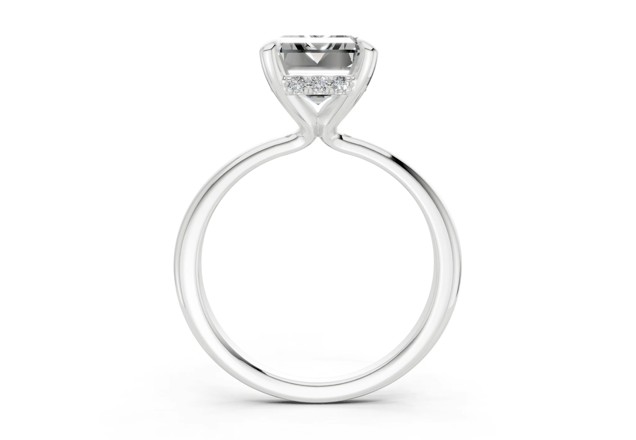 Marlowe Diamond Solitaire Emerald Cut 1.6mm Engagement Ring - Image 8