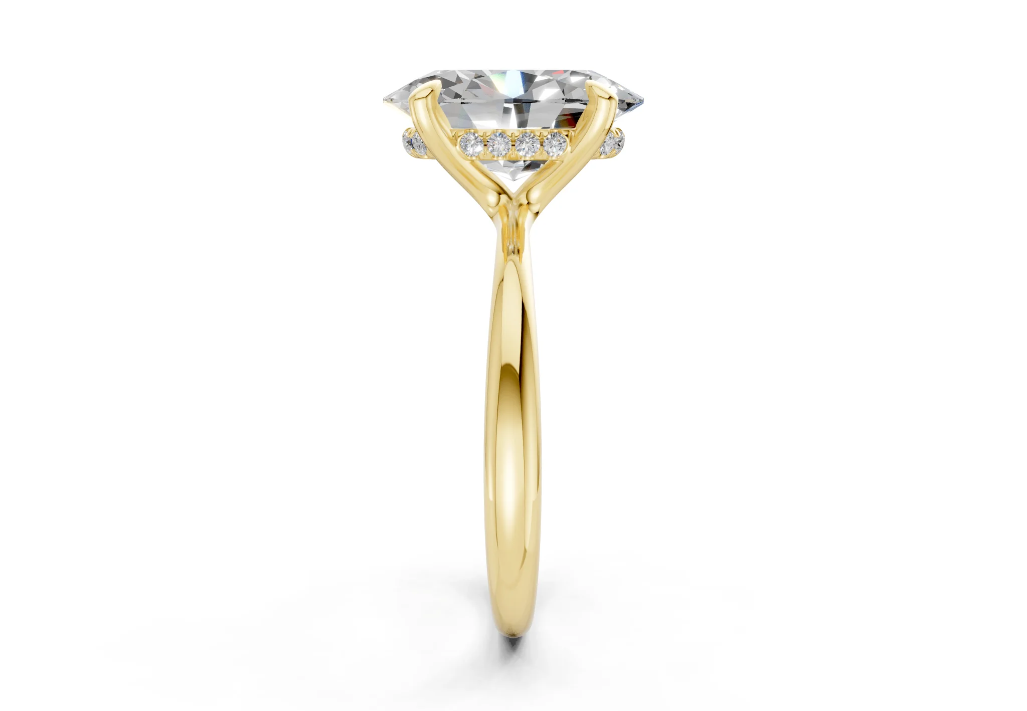 Marlowe Diamond Solitaire Oval Cut 1.6mm Engagement Ring - Image 3