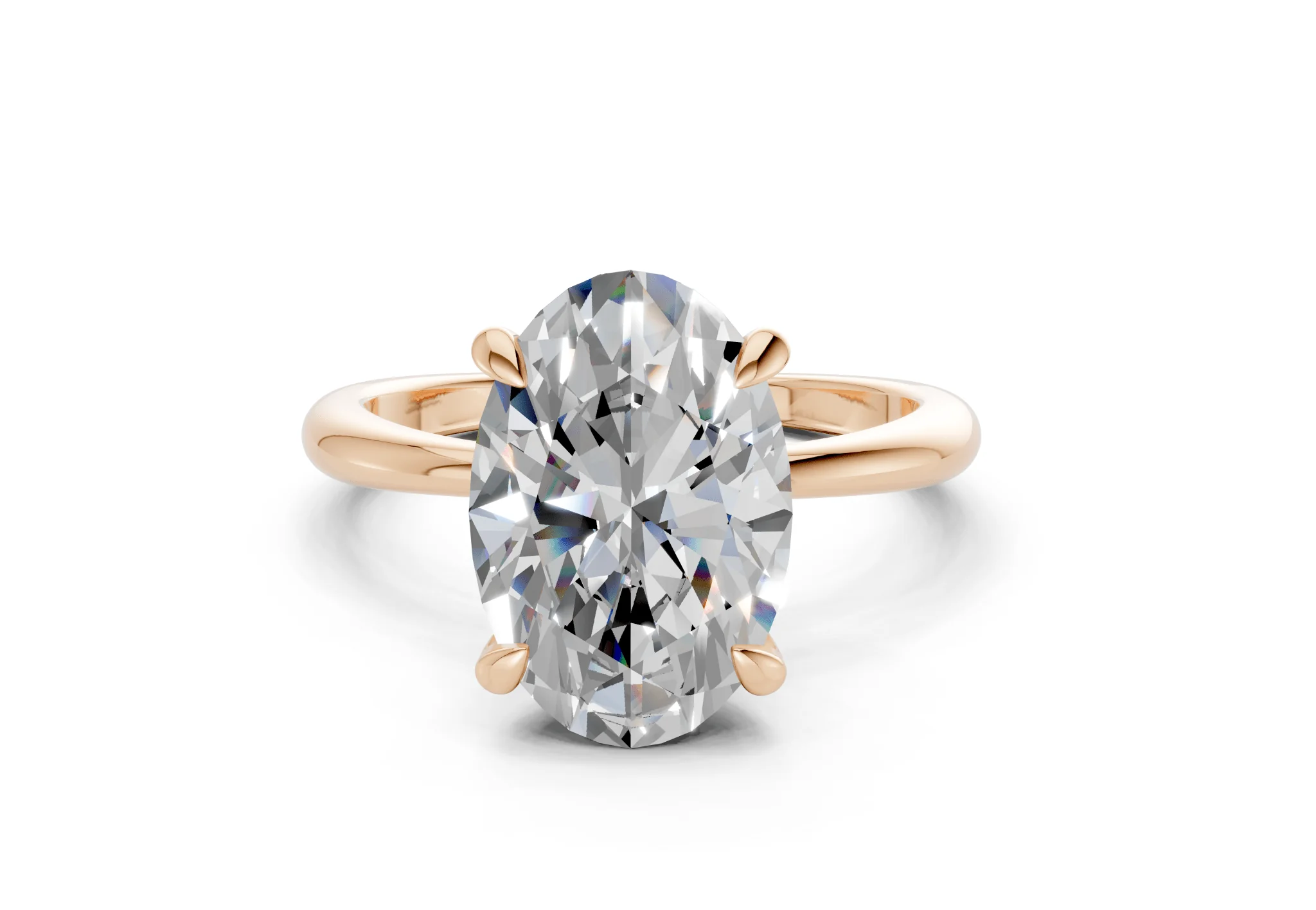 Marlowe Diamond Solitaire Oval Cut 1.6mm Engagement Ring - Image 4