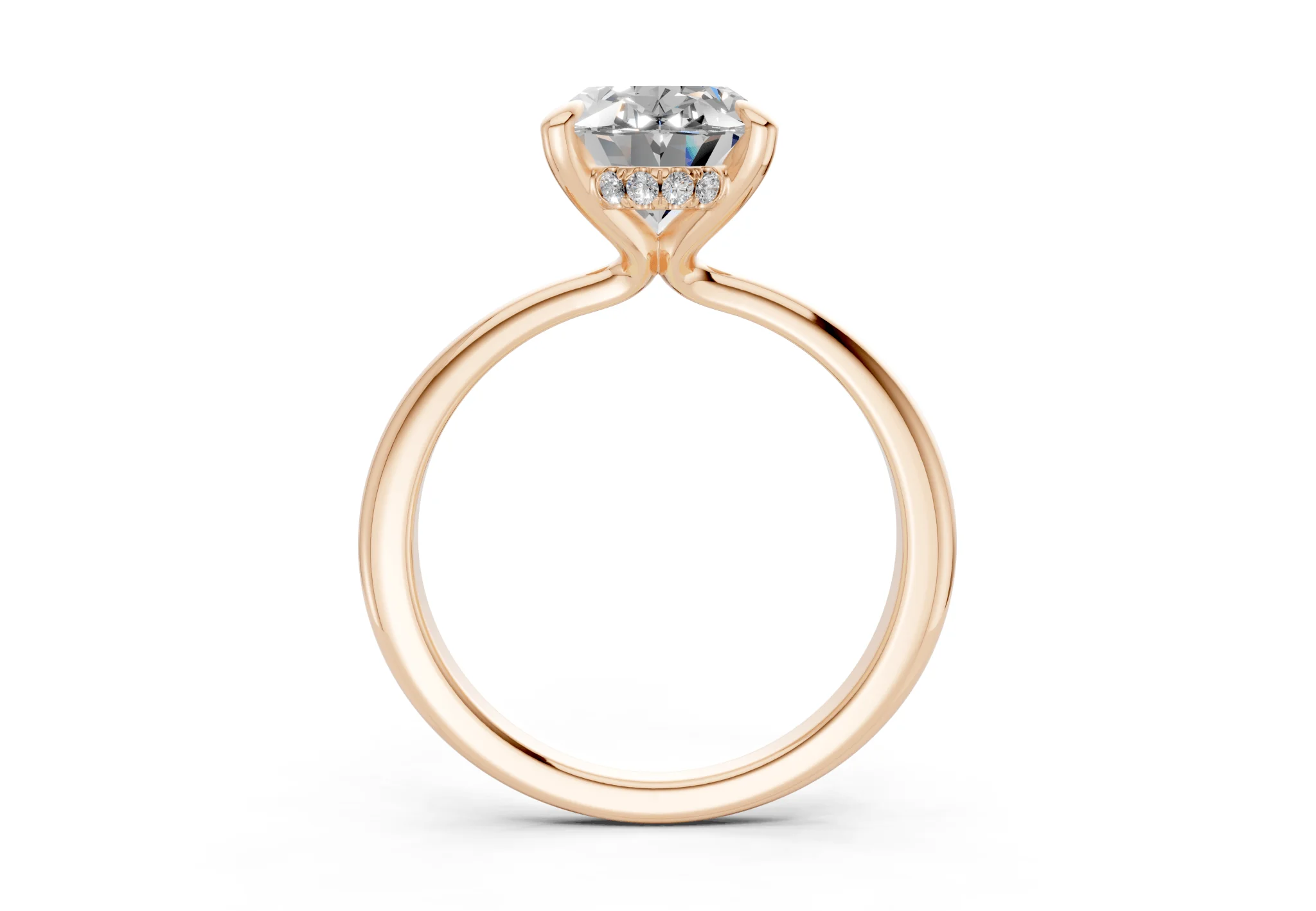 Marlowe Diamond Solitaire Oval Cut 1.6mm Engagement Ring - Image 5