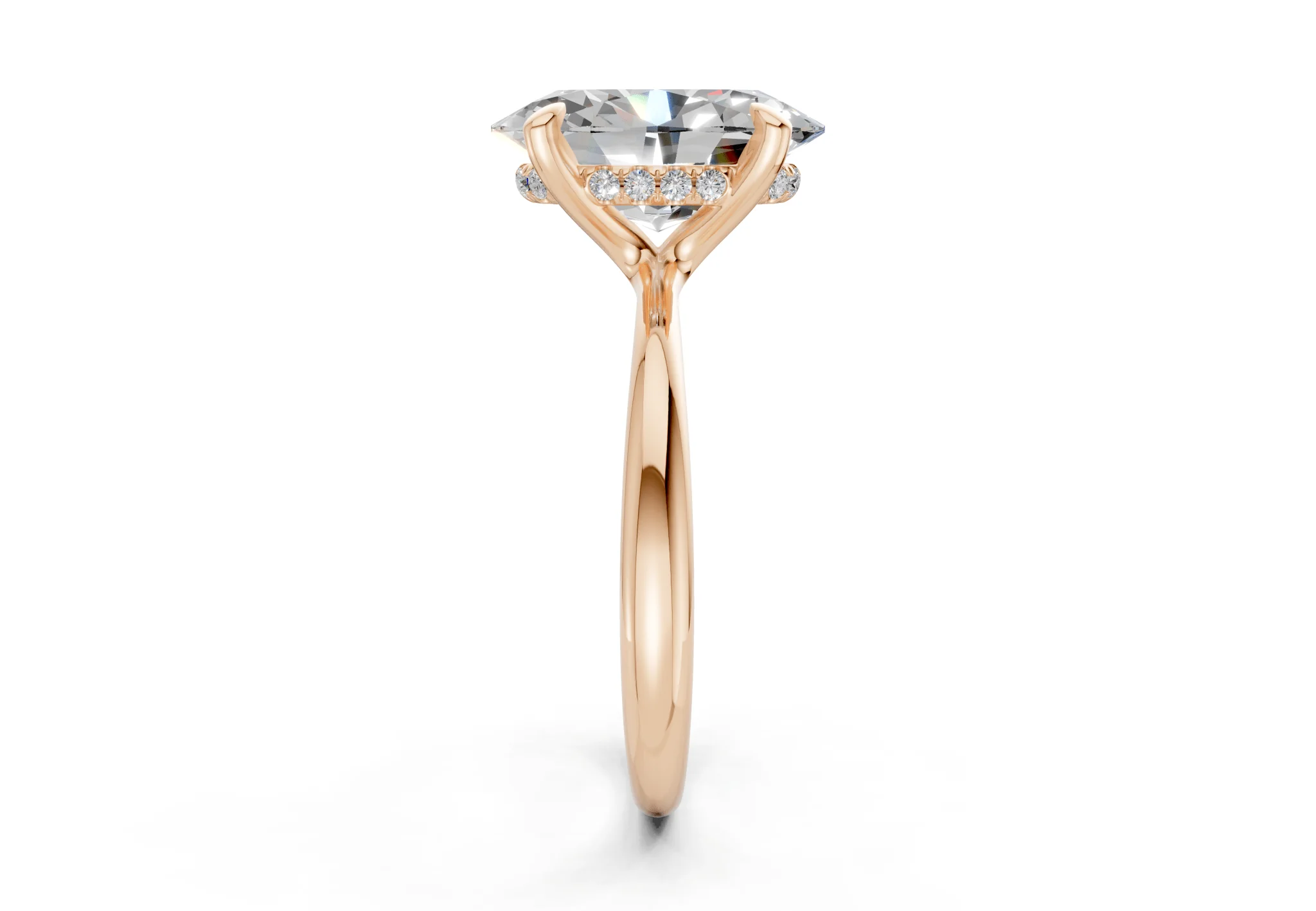 Marlowe Diamond Solitaire Oval Cut 1.6mm Engagement Ring - Image 6