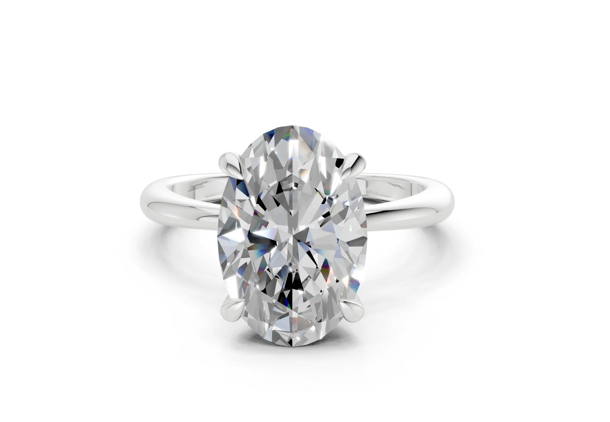 Marlowe Diamond Solitaire Oval Cut 1.6mm Engagement Ring - Image 7