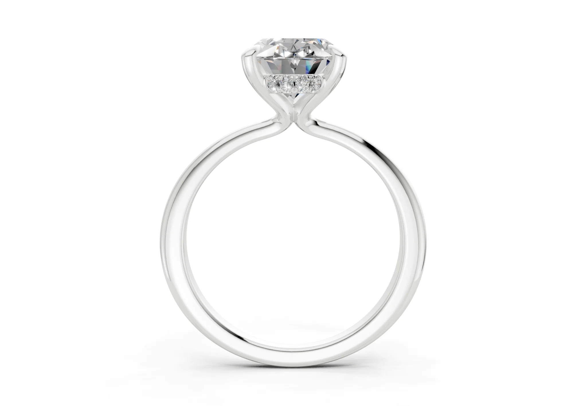 Marlowe Diamond Solitaire Oval Cut 1.6mm Engagement Ring - Image 8