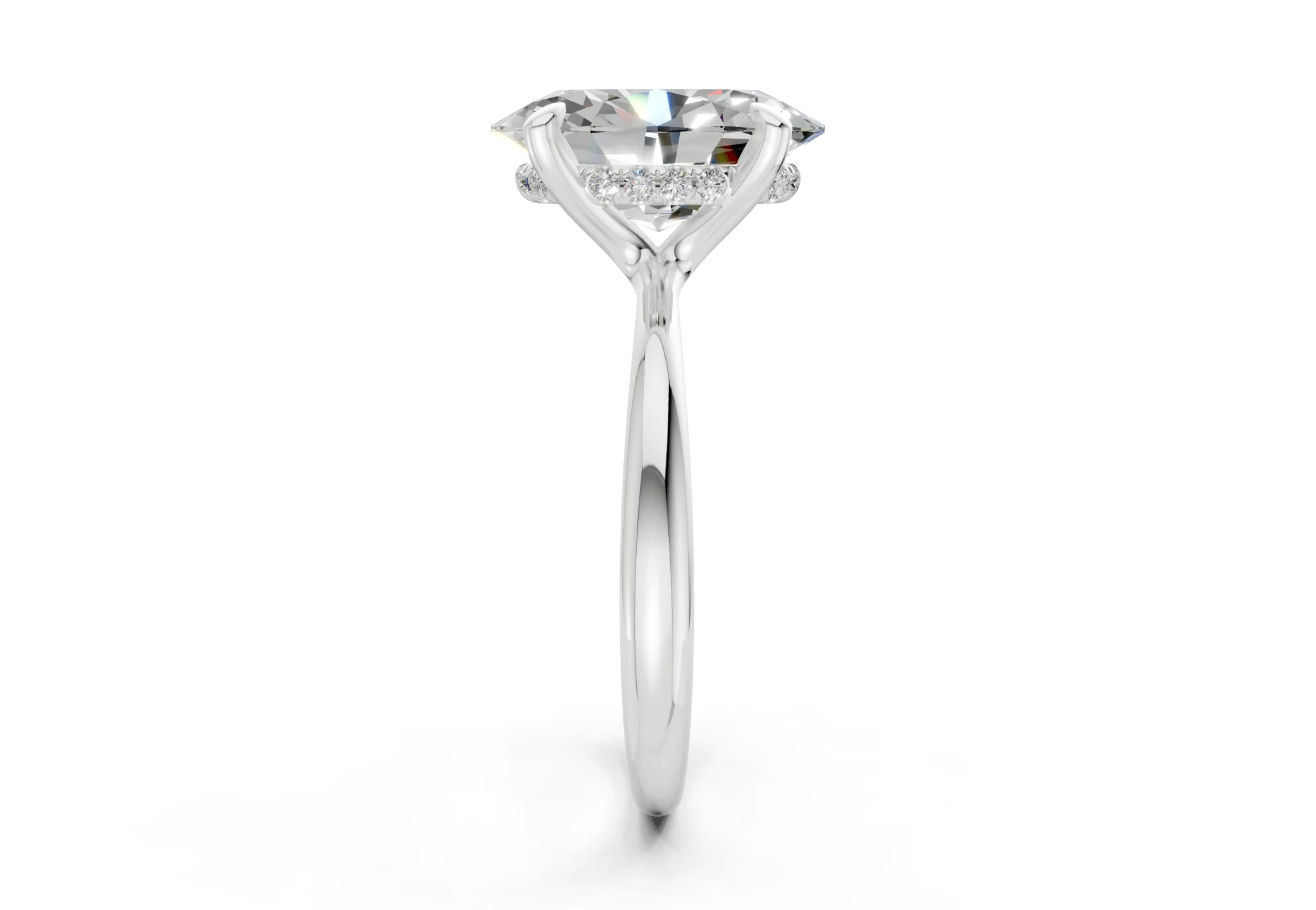 Marlowe Diamond Solitaire Oval Cut 1.6mm Engagement Ring - Image 9