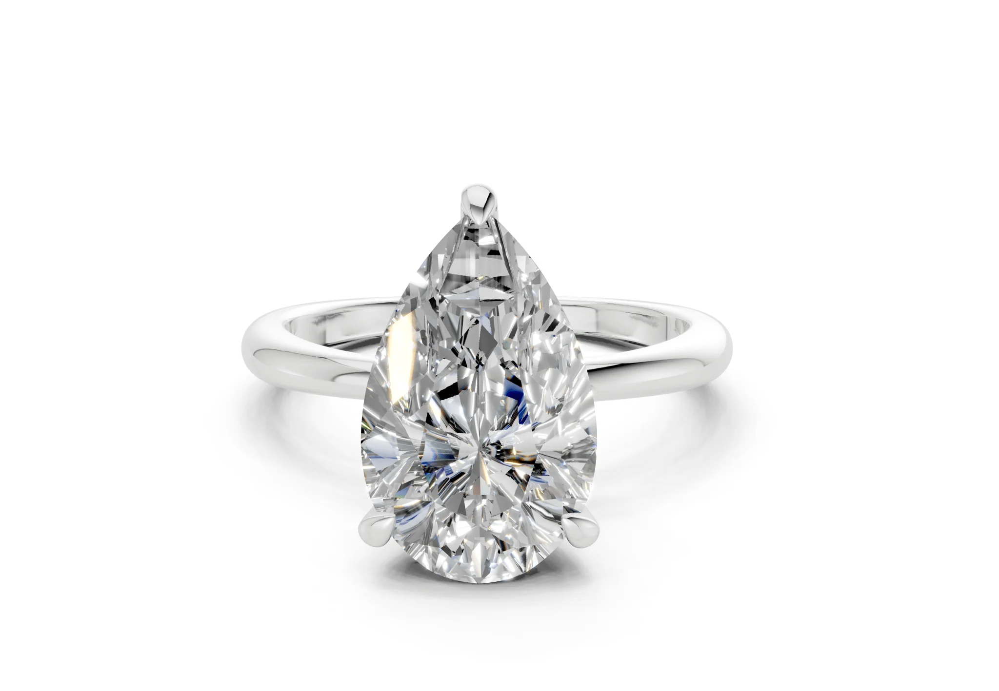 Marlowe Diamond Solitaire Pear Cut 1.6mm Engagement Ring - Image 7