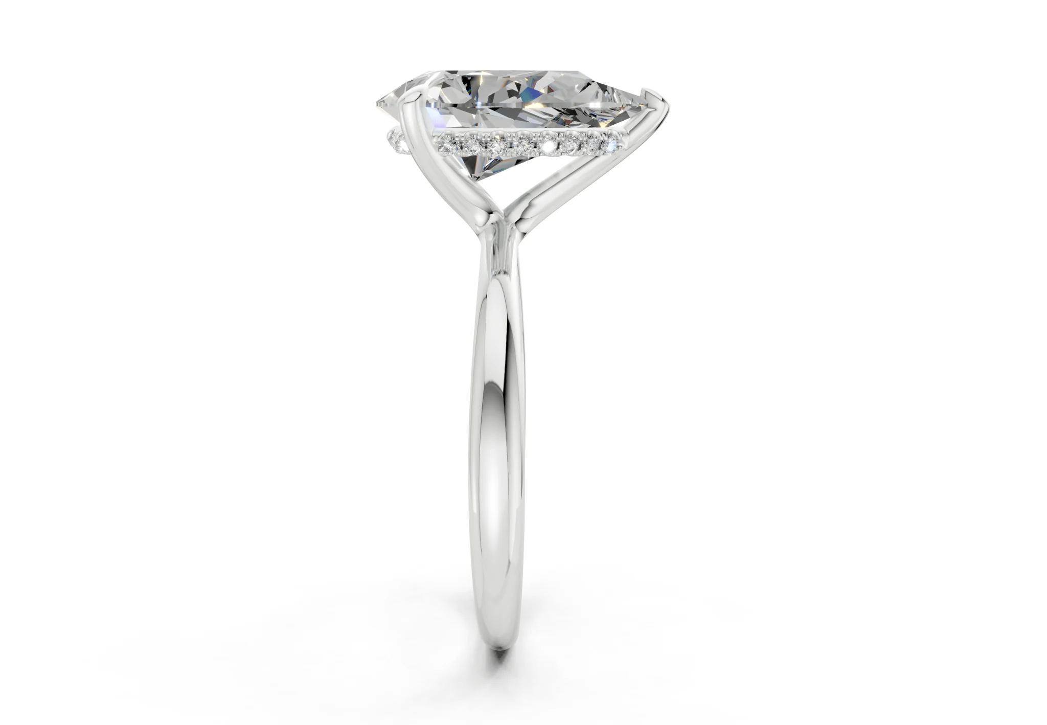 Marlowe Diamond Solitaire Pear Cut 1.6mm Engagement Ring - Image 9