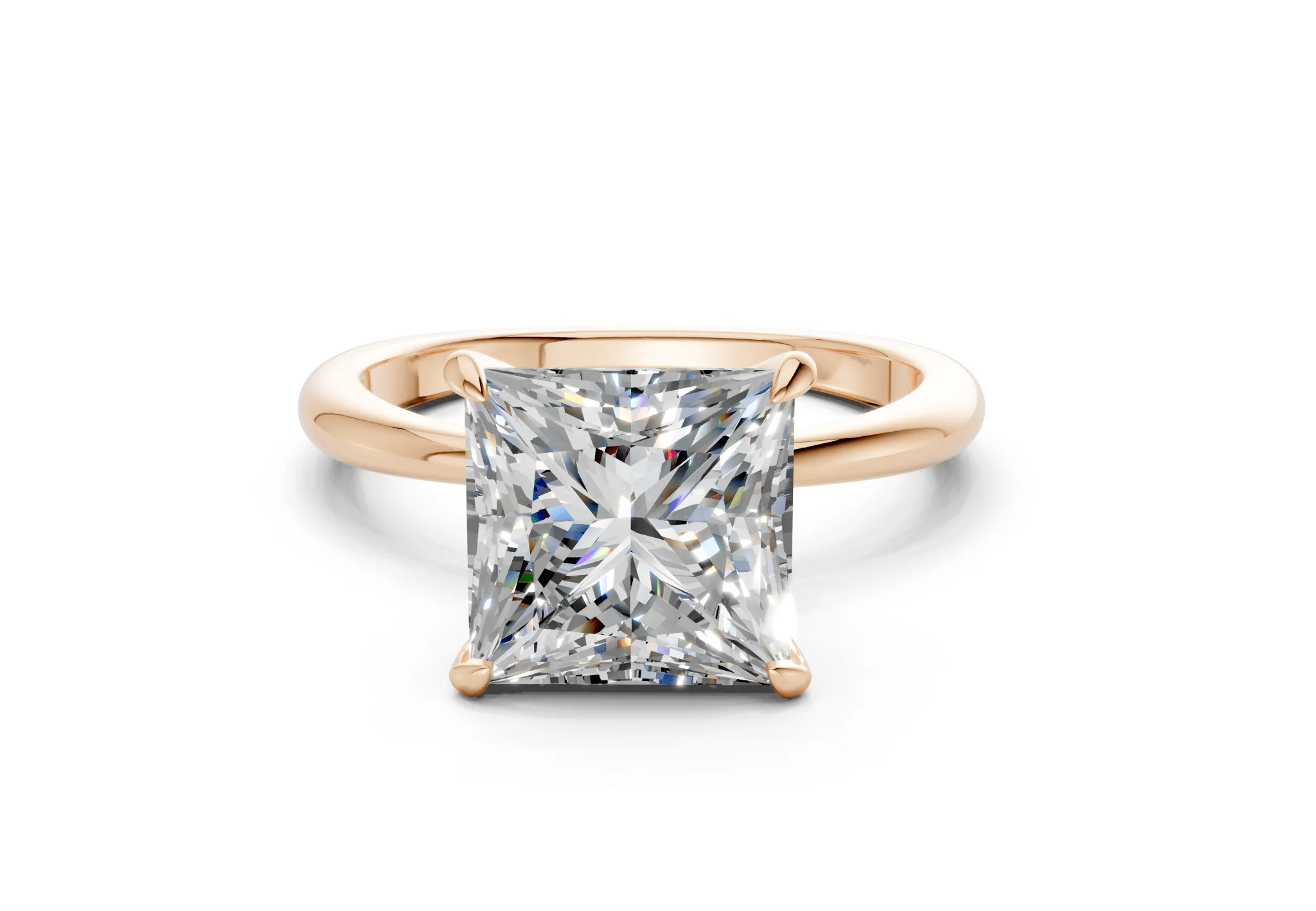 Marlowe Diamond Solitaire Princess Cut 1.6mm Engagement Ring - Image 4