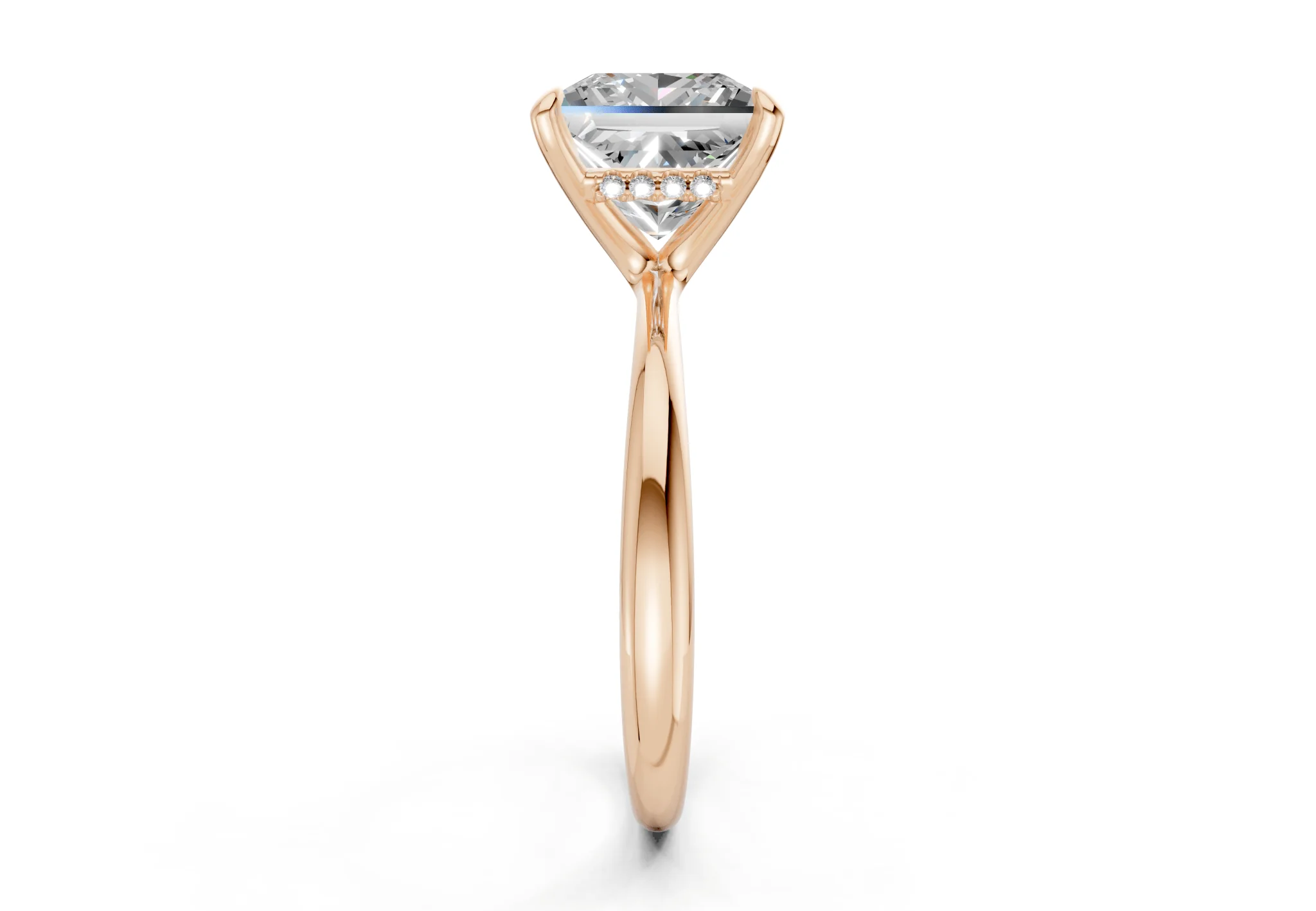 Marlowe Diamond Solitaire Princess Cut 1.6mm Engagement Ring - Image 6