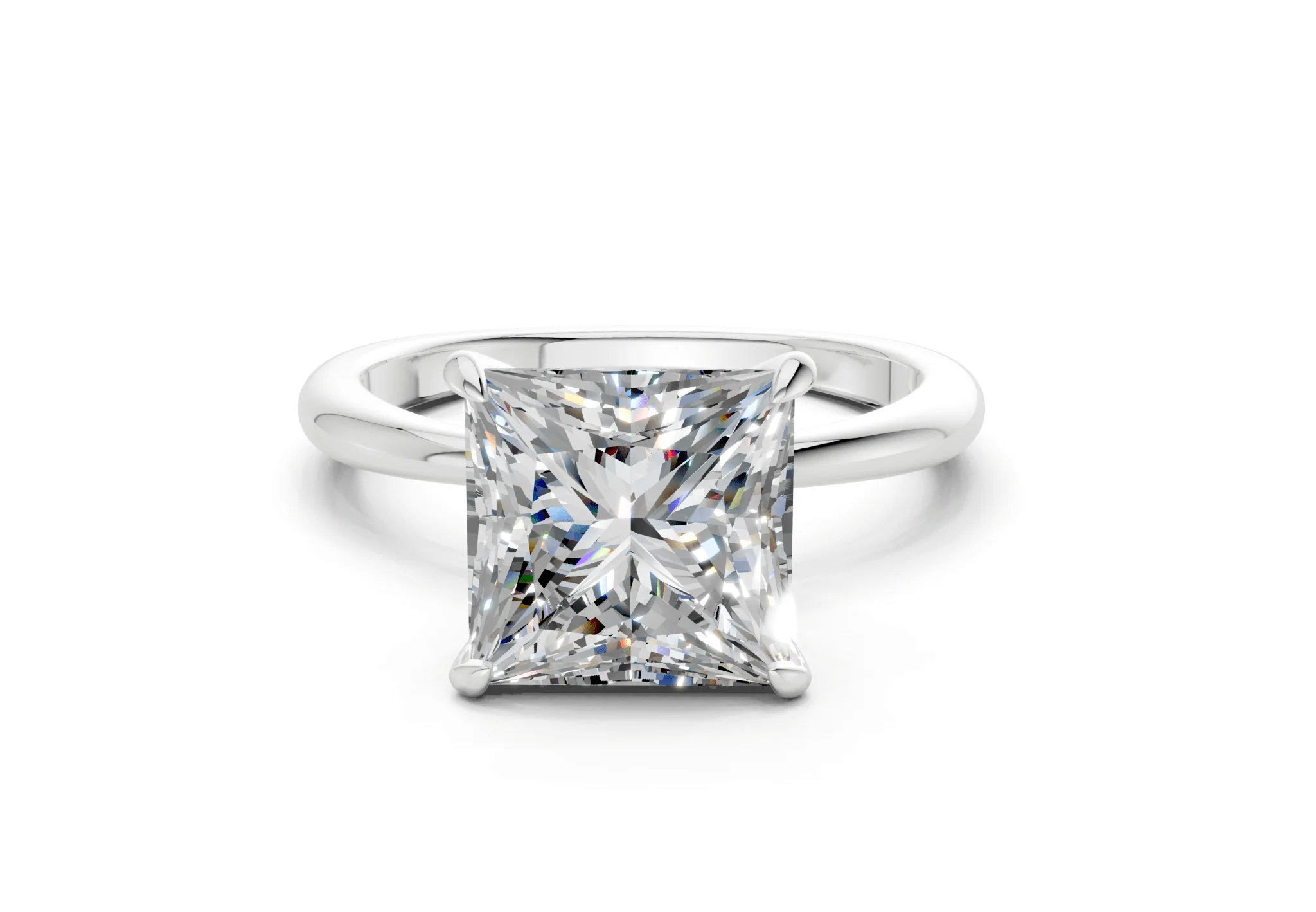 Marlowe Diamond Solitaire Princess Cut 1.6mm Engagement Ring - Image 7