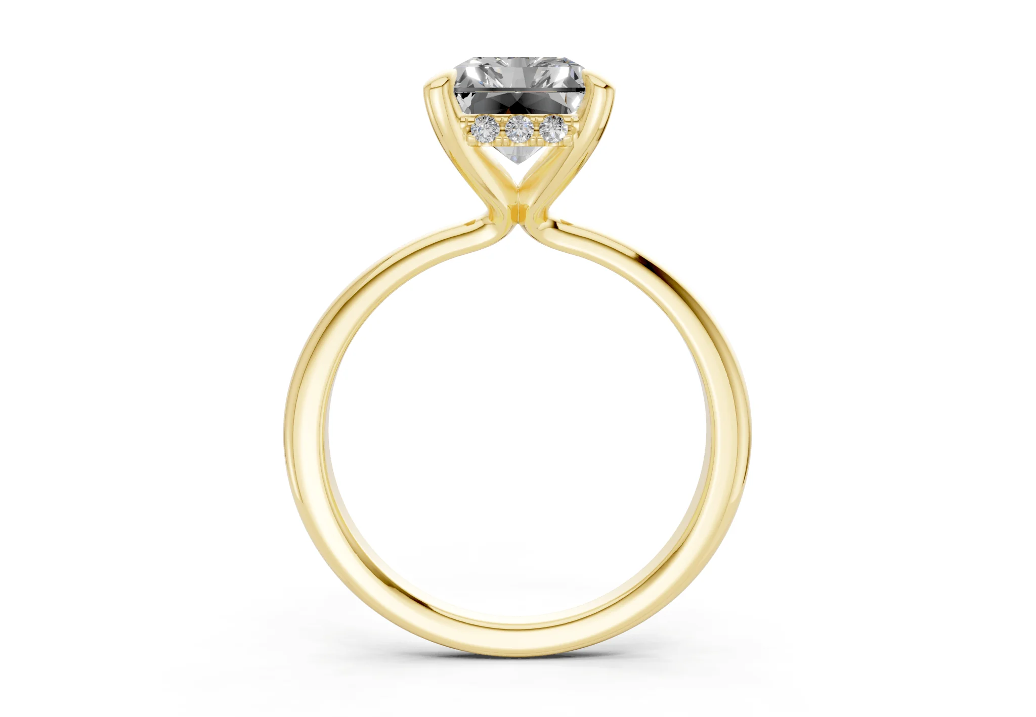 Marlowe Diamond Solitaire Radiant Cut 1.6mm Engagement Ring - Image 2