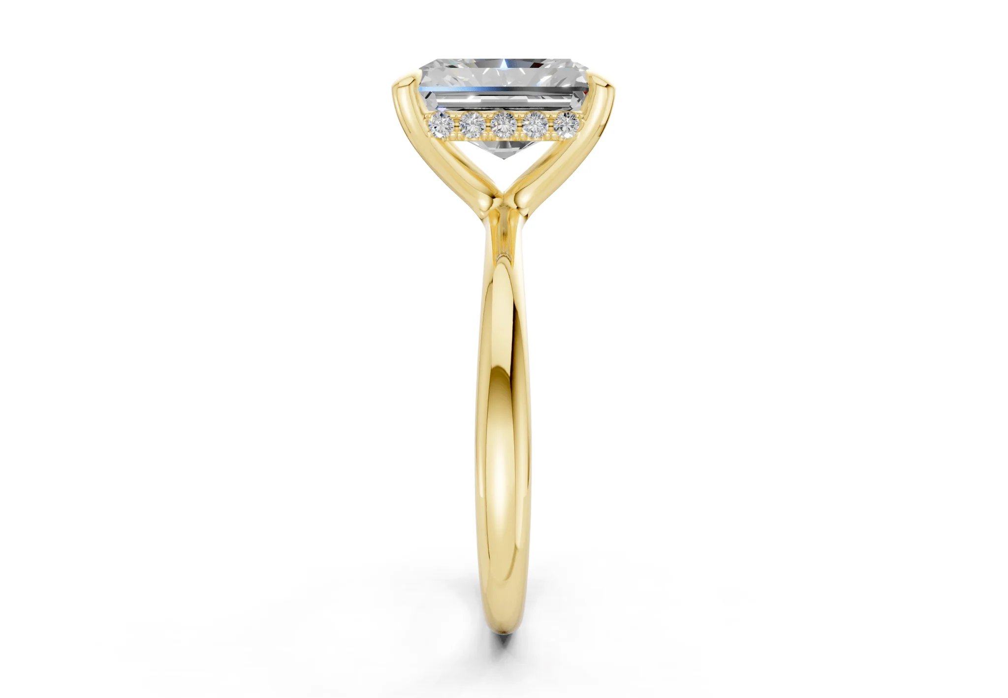 Marlowe Diamond Solitaire Radiant Cut 1.6mm Engagement Ring - Image 3