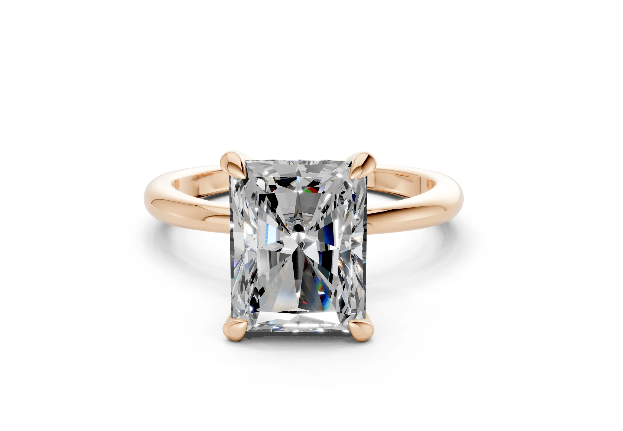 Marlowe Diamond Solitaire Radiant Cut 1.6mm Engagement Ring - Image 4