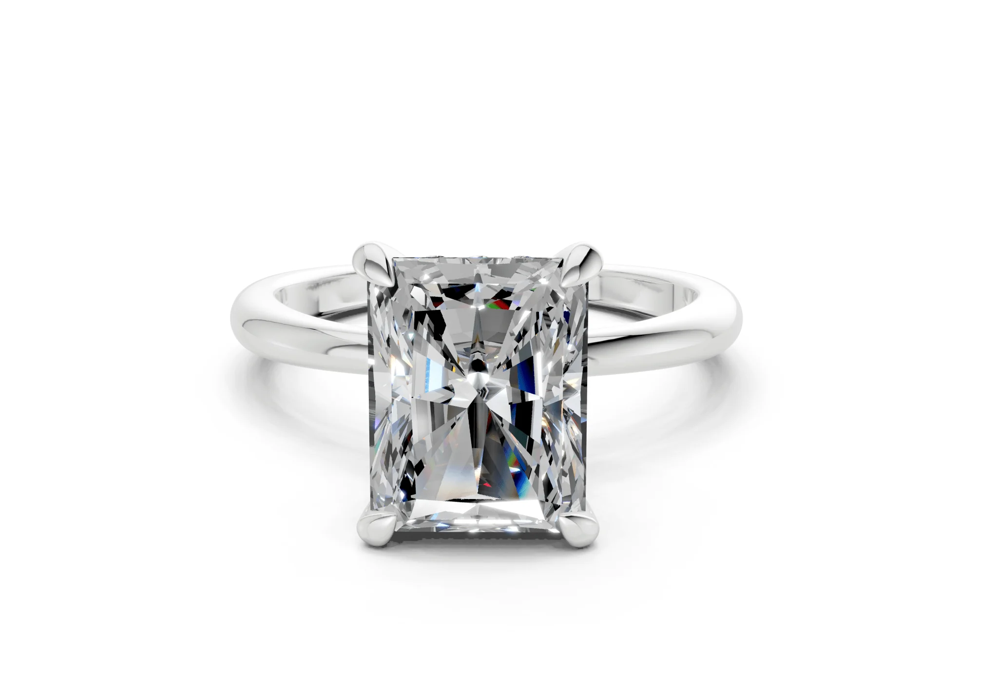 Marlowe Diamond Solitaire Radiant Cut 1.6mm Engagement Ring - Image 7
