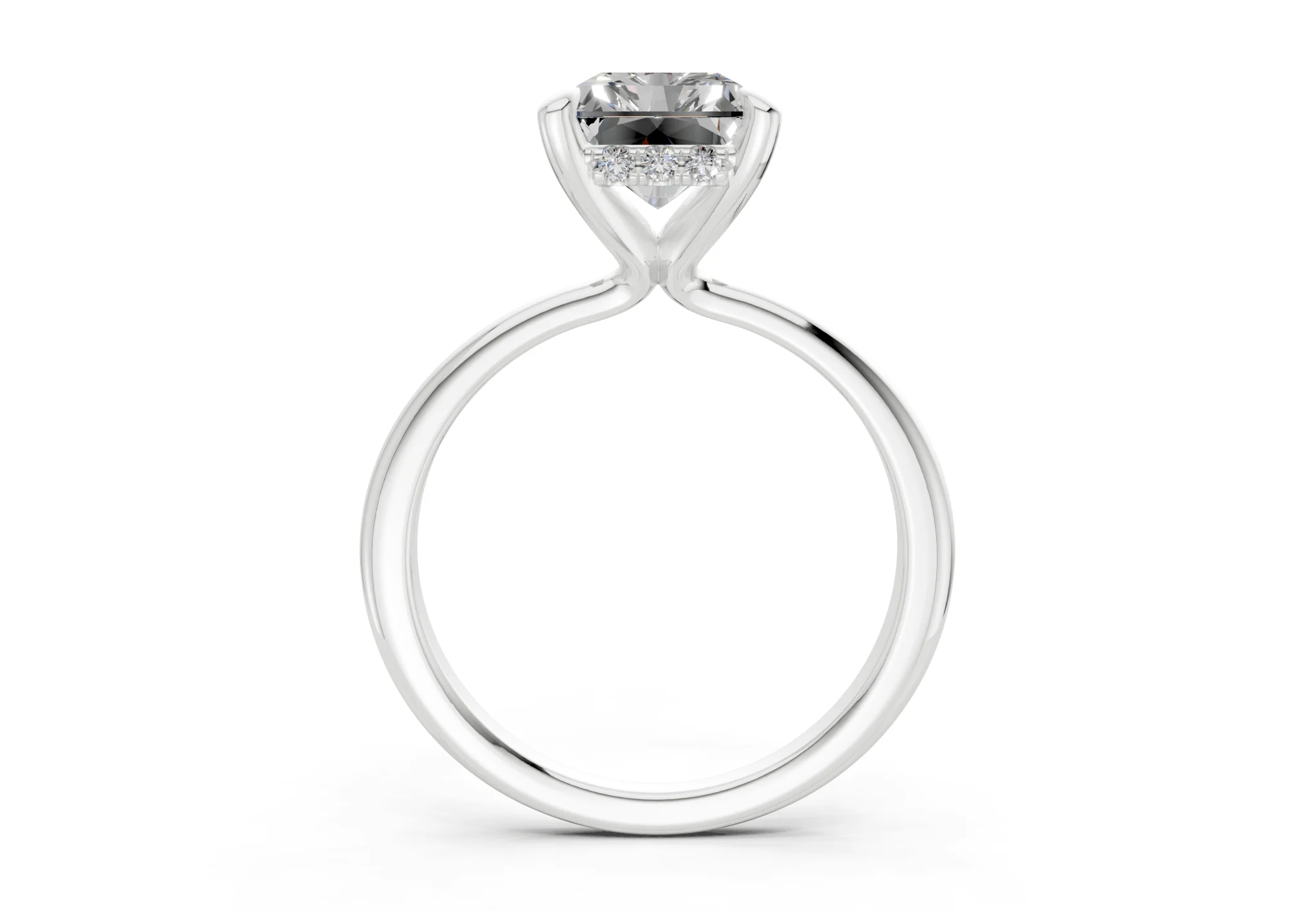 Marlowe Diamond Solitaire Radiant Cut 1.6mm Engagement Ring - Image 8
