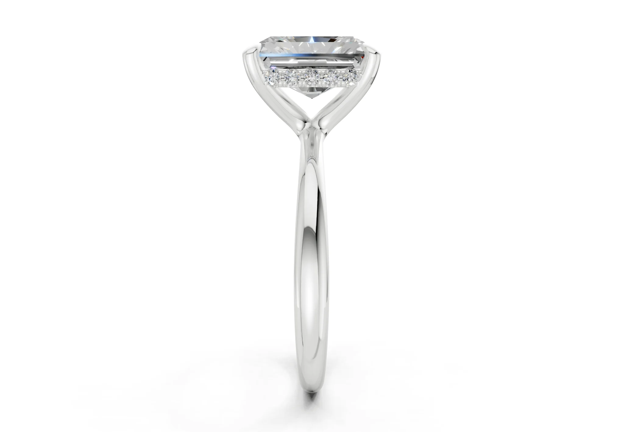 Marlowe Diamond Solitaire Radiant Cut 1.6mm Engagement Ring - Image 9