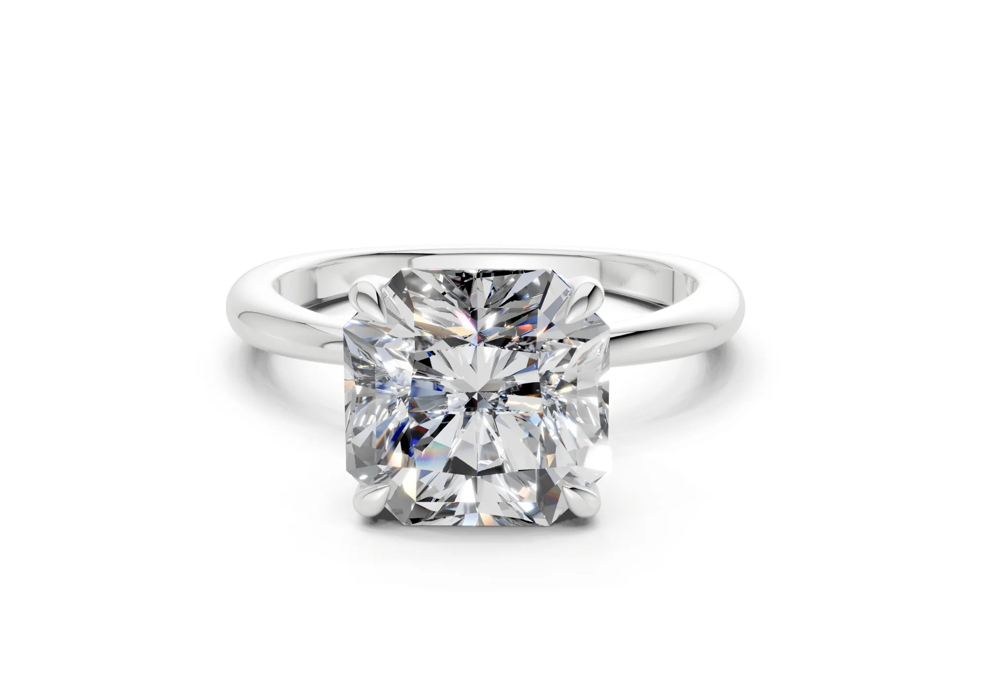 Marlowe Diamond Solitaire Radiant Squareuare Cut 1.6mm Engagement Ring - Image 7