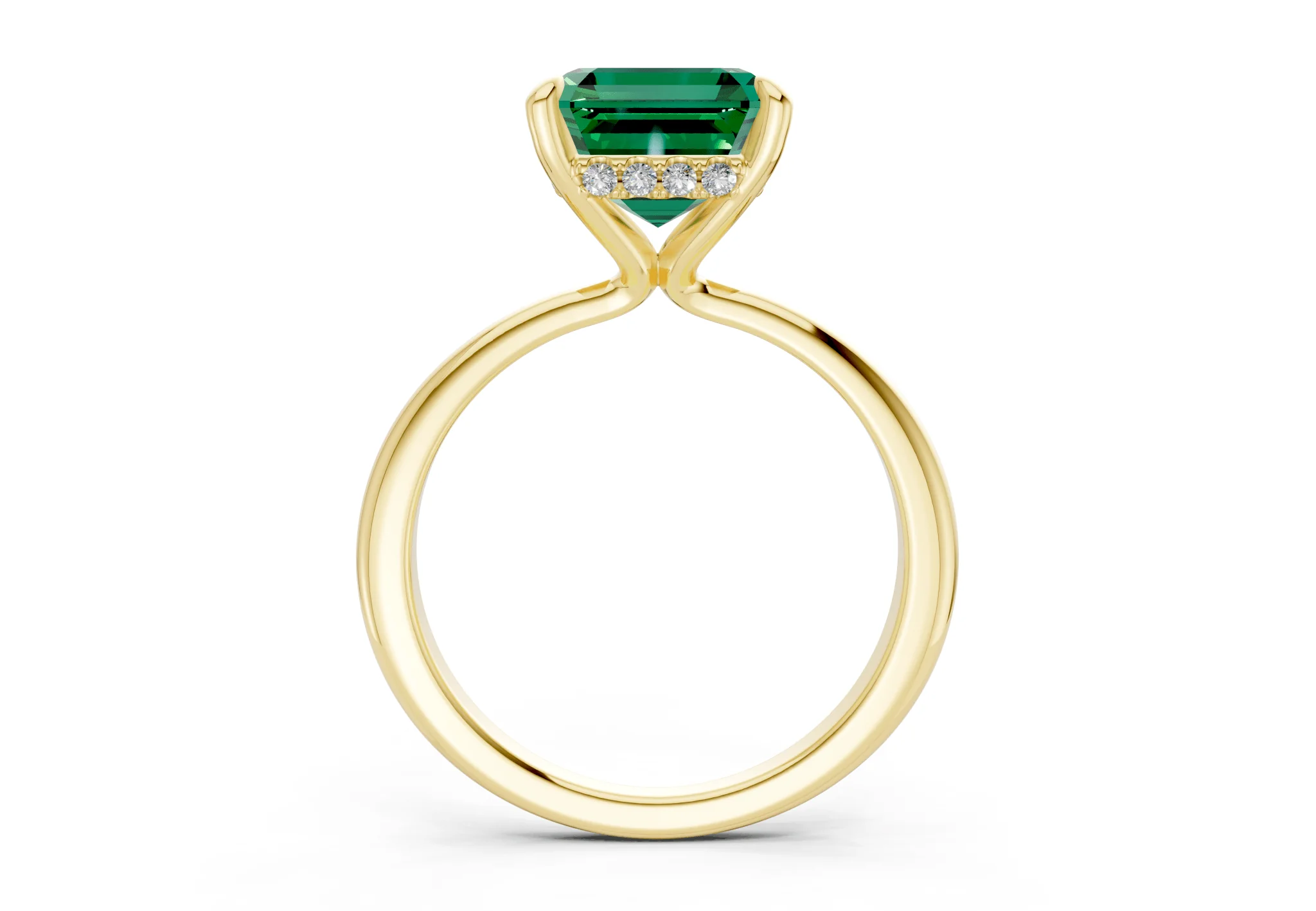 Marlowe Emerald Gemstone Solitaire Asscher Cut 1.6mm Engagement Ring - Image 2