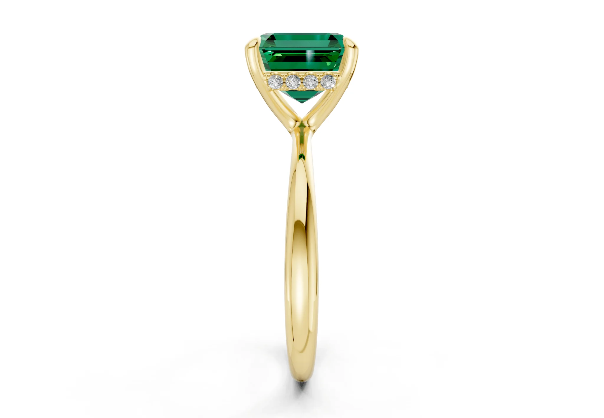Marlowe Emerald Gemstone Solitaire Asscher Cut 1.6mm Engagement Ring - Image 3