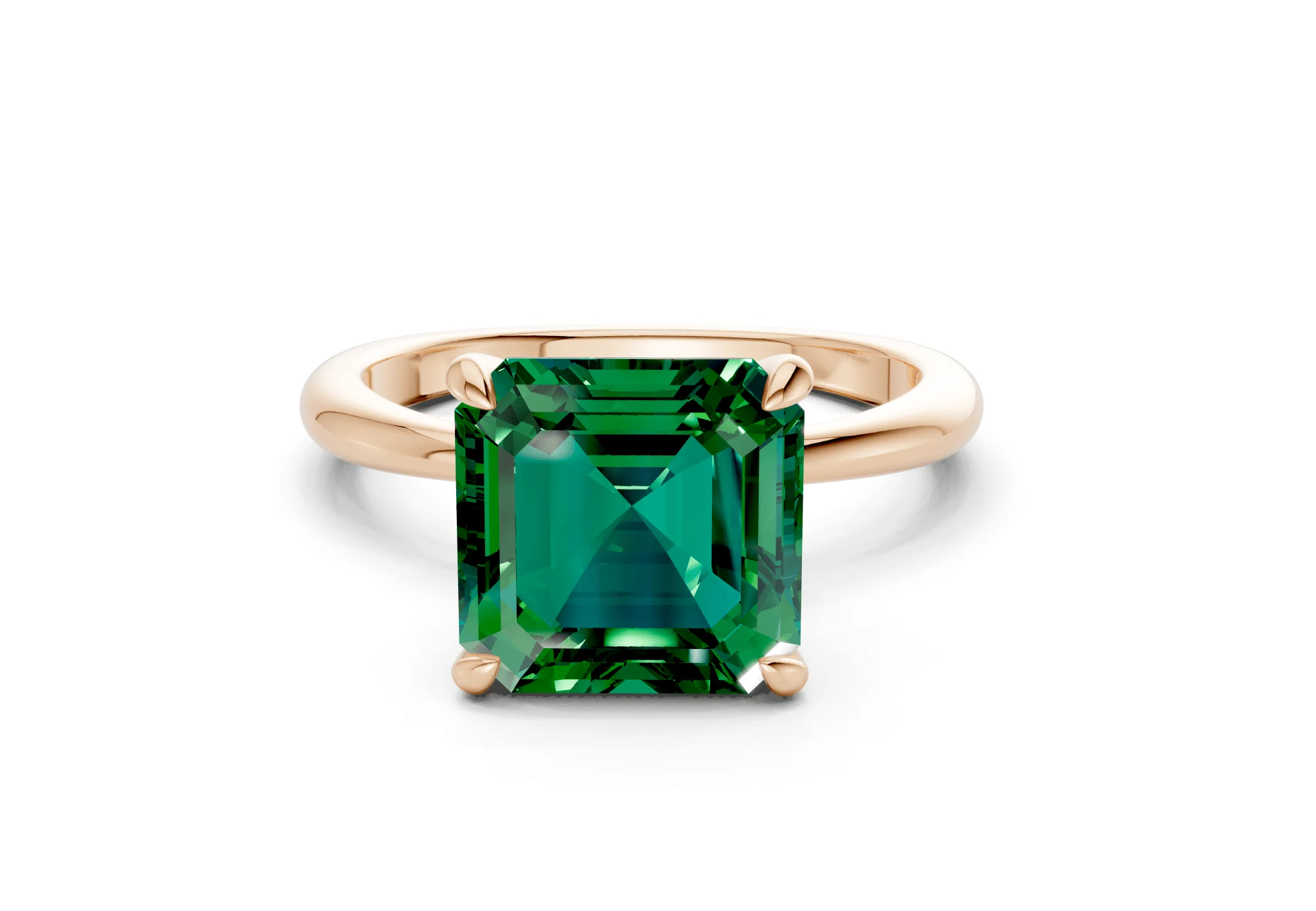 Marlowe Emerald Gemstone Solitaire Asscher Cut 1.6mm Engagement Ring - Image 4