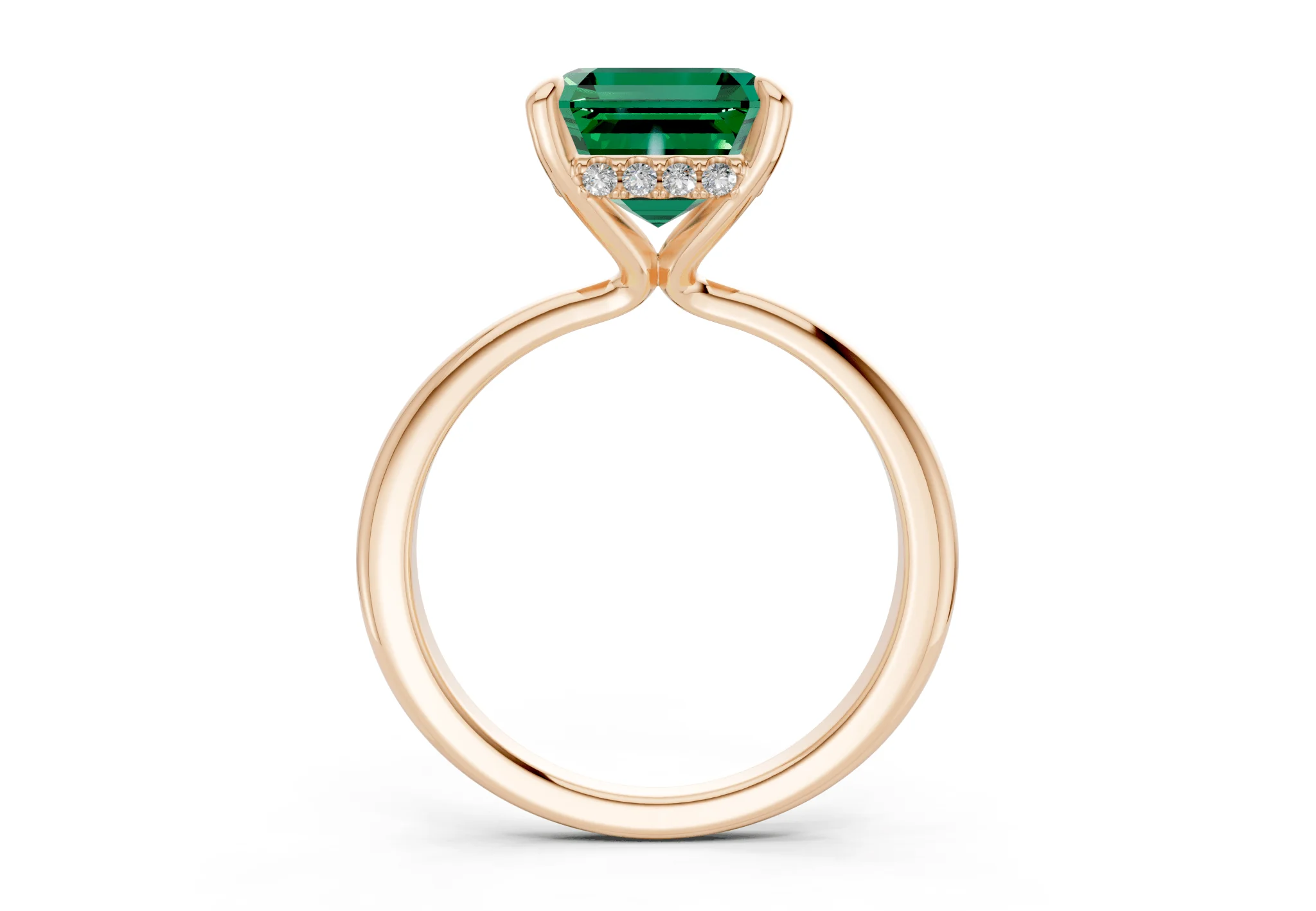 Marlowe Emerald Gemstone Solitaire Asscher Cut 1.6mm Engagement Ring - Image 5