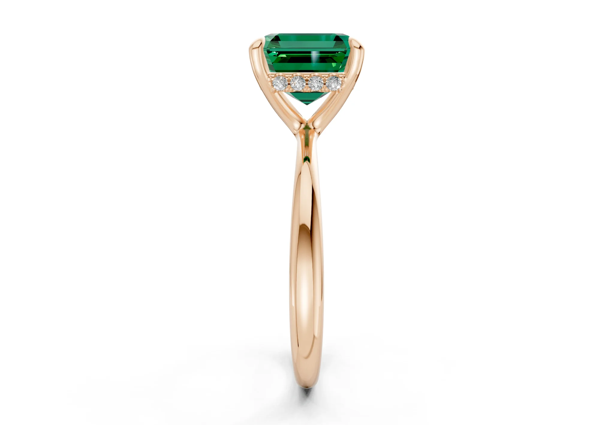 Marlowe Emerald Gemstone Solitaire Asscher Cut 1.6mm Engagement Ring - Image 6