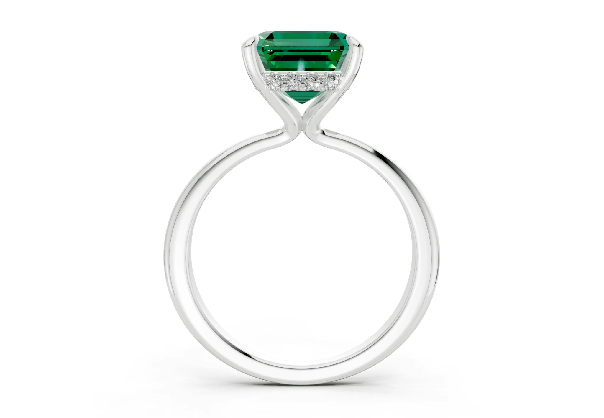 Marlowe Emerald Gemstone Solitaire Asscher Cut 1.6mm Engagement Ring - Image 8