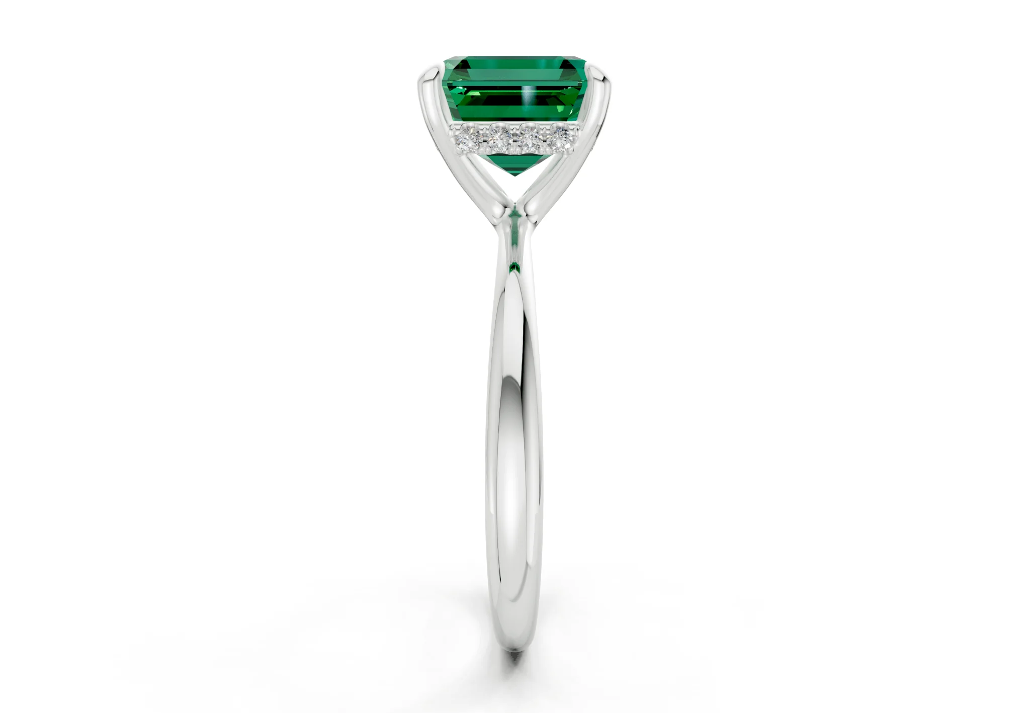 Marlowe Emerald Gemstone Solitaire Asscher Cut 1.6mm Engagement Ring - Image 9