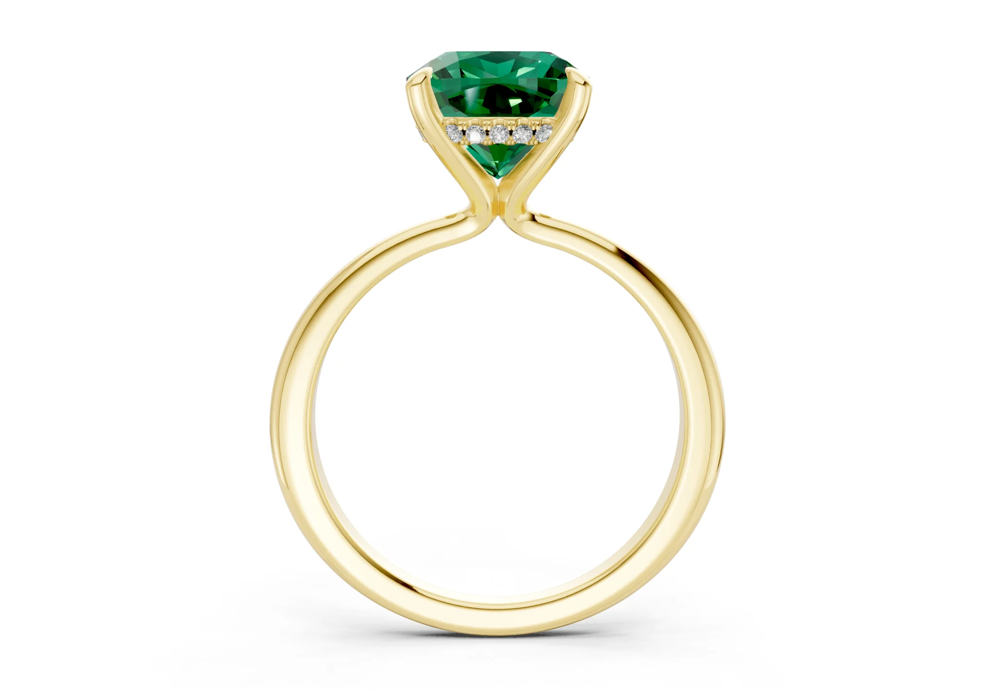 Marlowe Emerald Gemstone Solitaire Cushion Squareuare Cut 1.6mm Engagement Ring - Image 2