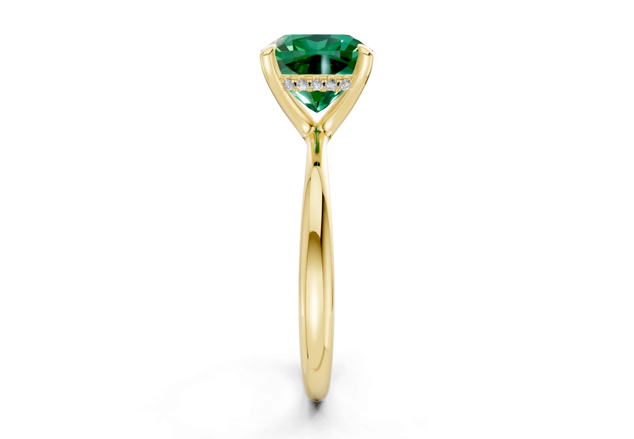 Marlowe Emerald Gemstone Solitaire Cushion Squareuare Cut 1.6mm Engagement Ring - Image 3