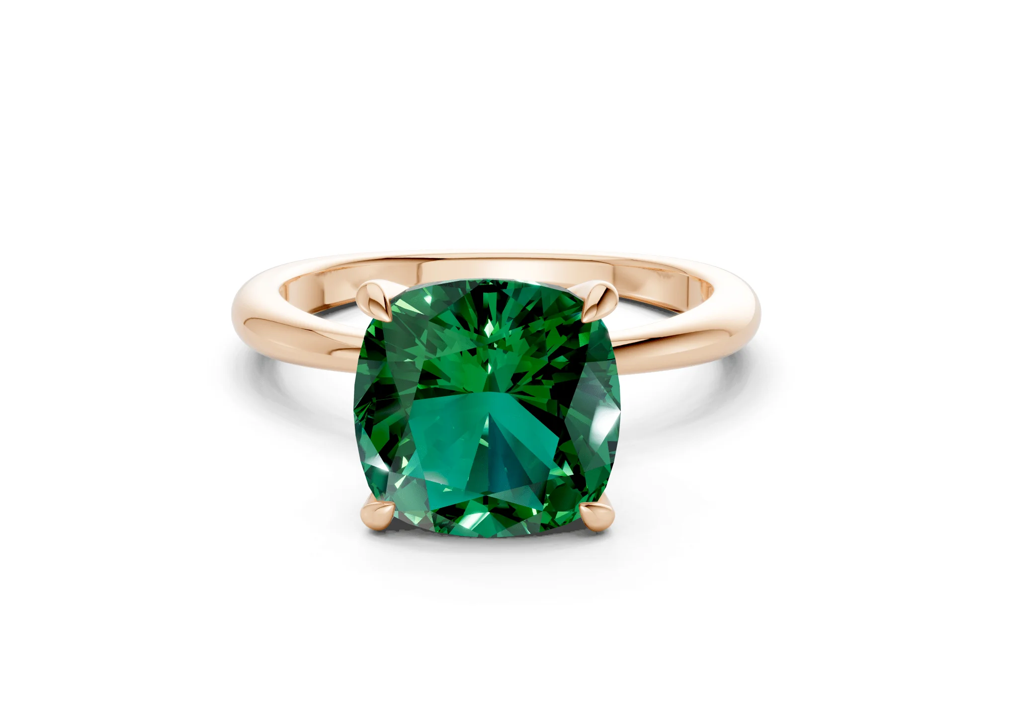 Marlowe Emerald Gemstone Solitaire Cushion Squareuare Cut 1.6mm Engagement Ring - Image 4