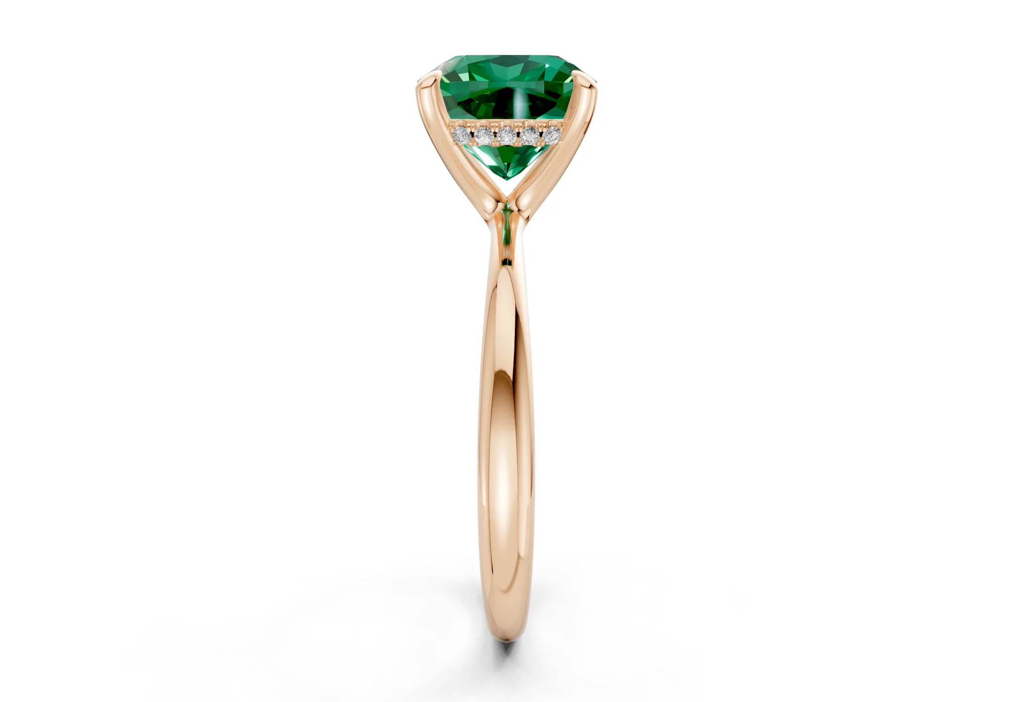 Marlowe Emerald Gemstone Solitaire Cushion Squareuare Cut 1.6mm Engagement Ring - Image 6