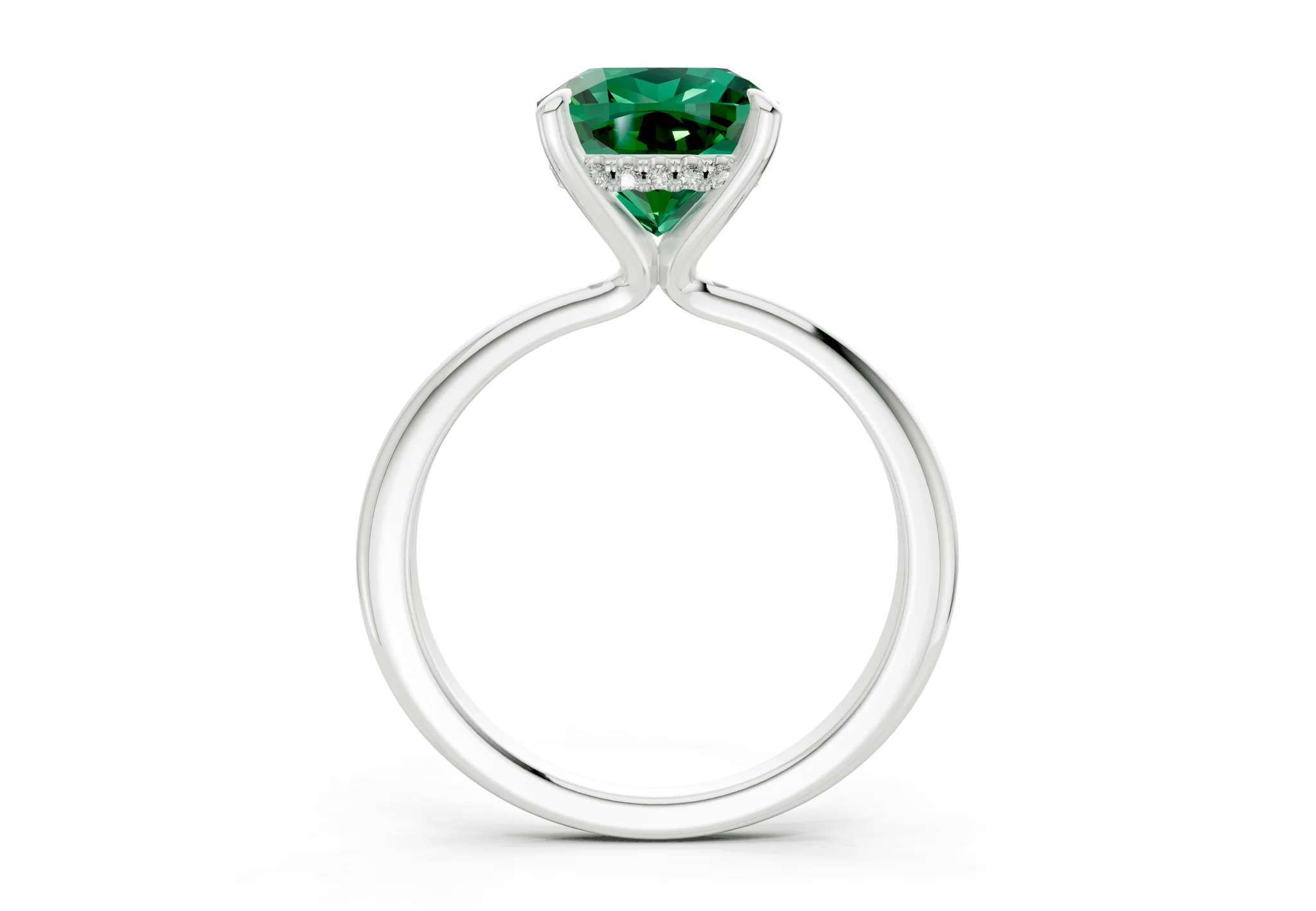 Marlowe Emerald Gemstone Solitaire Cushion Squareuare Cut 1.6mm Engagement Ring - Image 8
