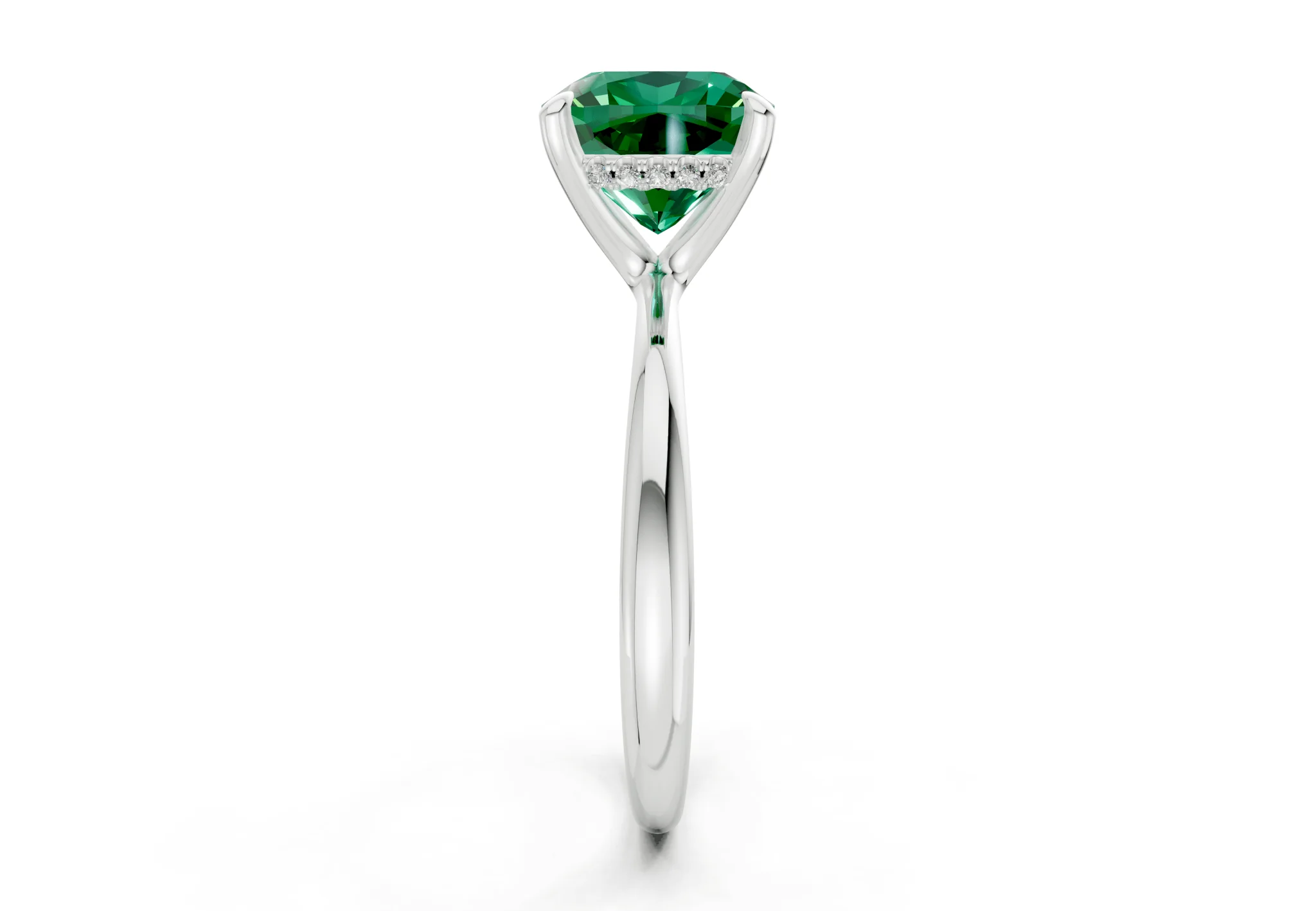 Marlowe Emerald Gemstone Solitaire Cushion Squareuare Cut 1.6mm Engagement Ring - Image 9