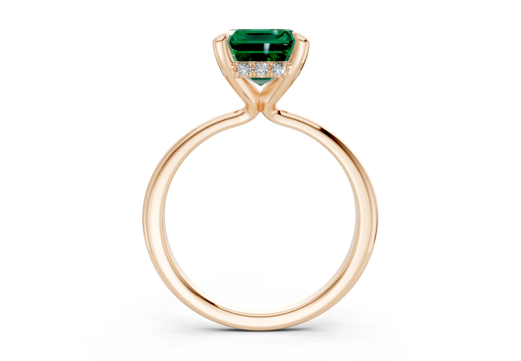 Marlowe Emerald Gemstone Solitaire Emerald Cut 1.6mm Engagement Ring - Image 5