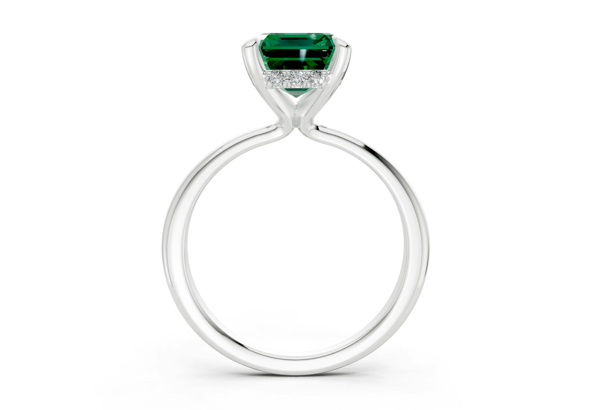 Marlowe Emerald Gemstone Solitaire Emerald Cut 1.6mm Engagement Ring - Image 8