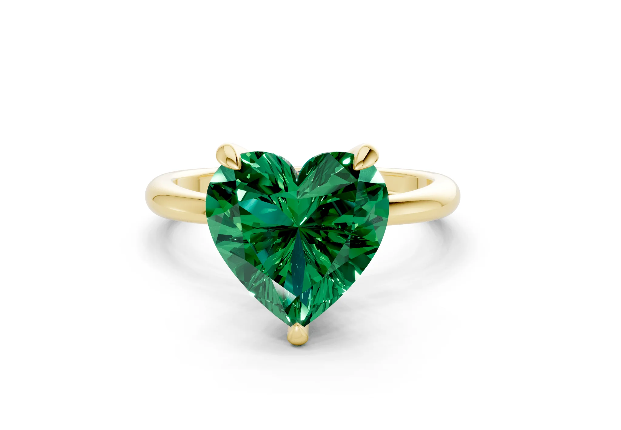Marlowe Emerald Gemstone Solitaire Heart Cut 1.6mm Engagement Ring